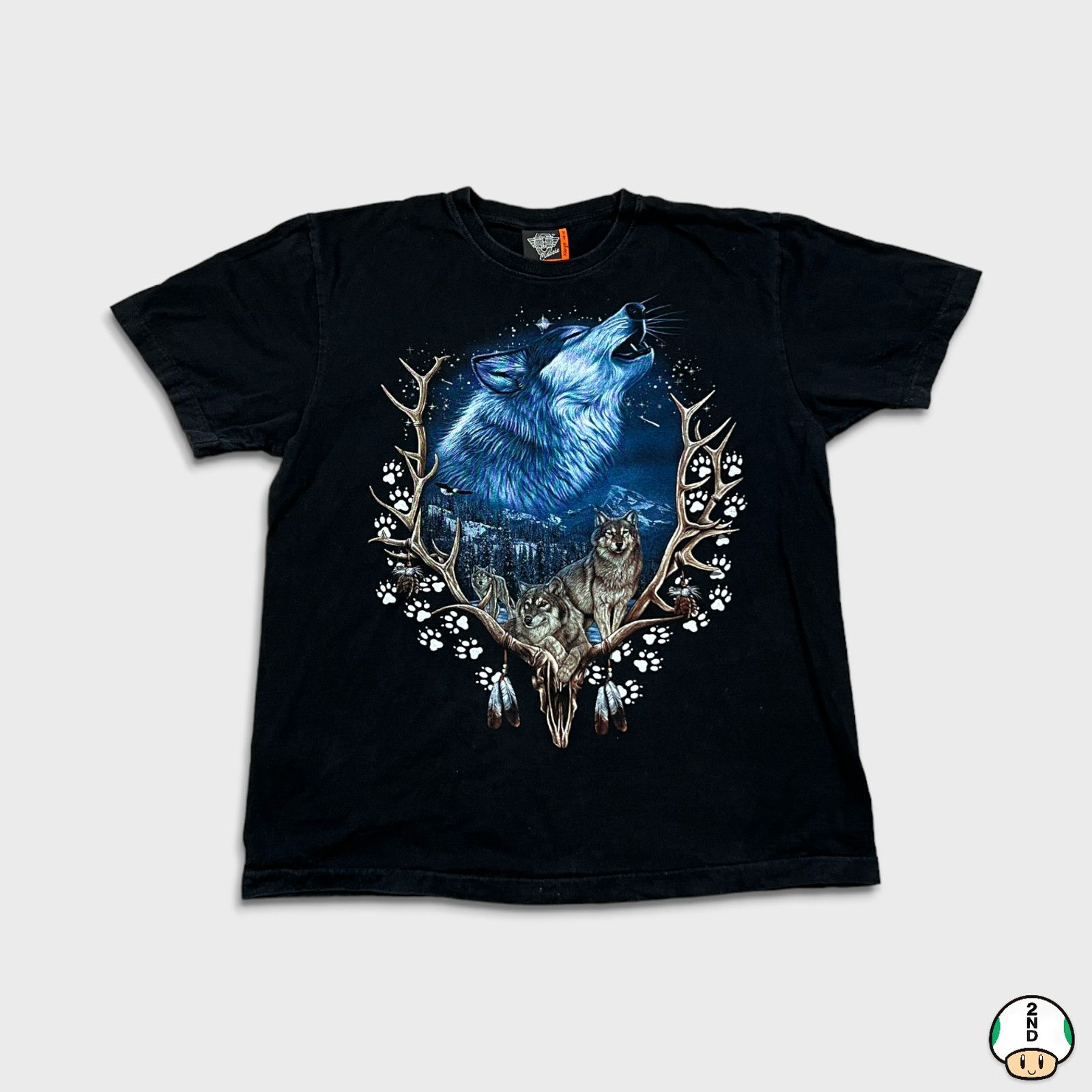 Vintage Y2K Wolves Animal Native T Shirt XL Double Sided Nature Tee Size US XL / EU 56 / 4 - 1 Thumbnail