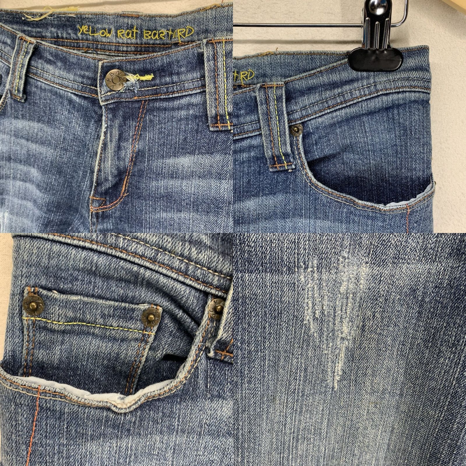 Vintage Vintage Yellow Rat Bastard Y2K Women's Jeans 7 Regular Stright Blue Denim 90s Punk Retro Size 30" / US 8 / IT 44 - 8 Thumbnail
