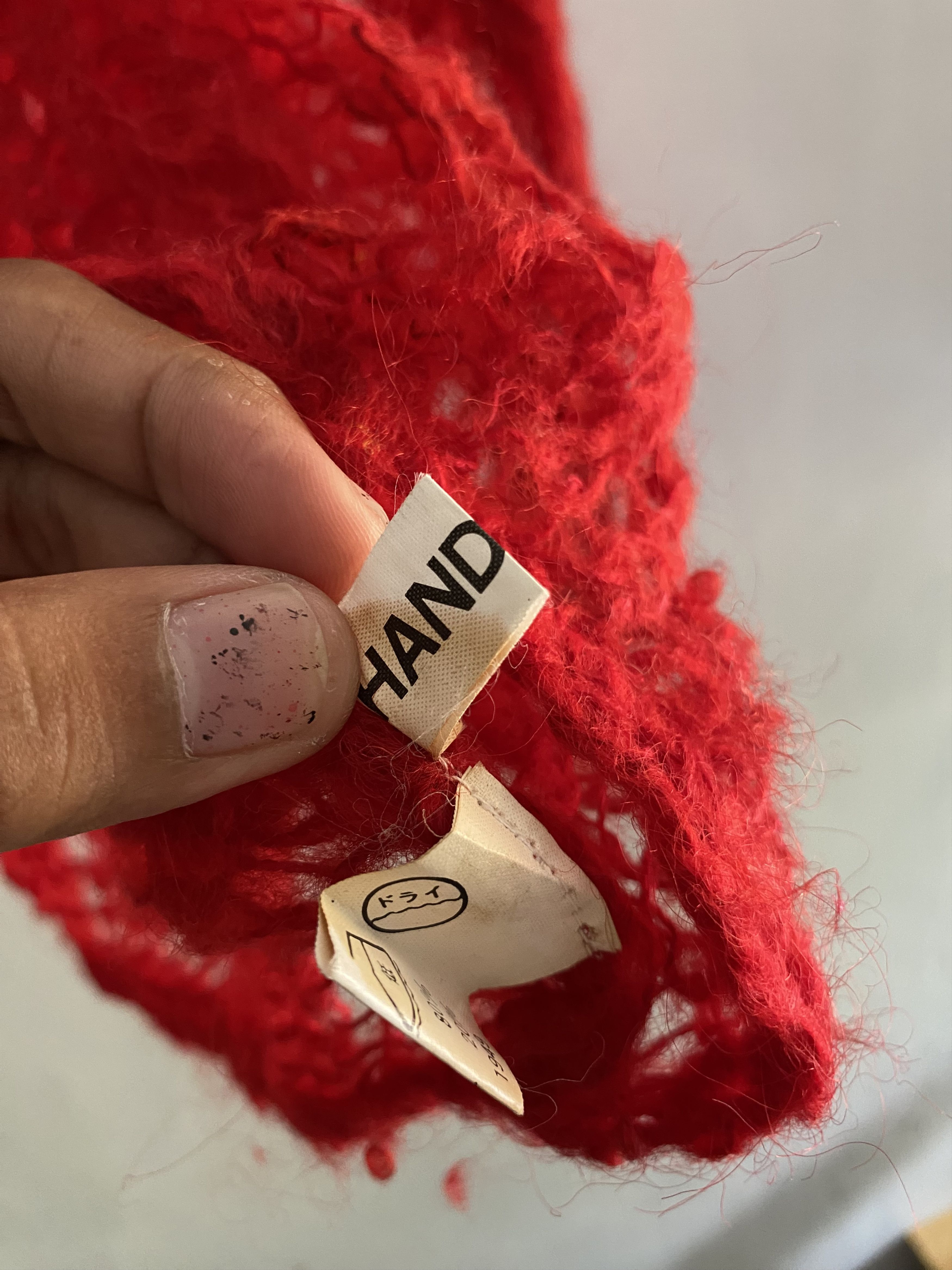 If Six Was Nine × Japanese Brand × Le Grande Bleu (L.G.B.) Japanese cdg style dmx mohair red hand knit Size US L / EU 52-54 / 3 - 12 Thumbnail