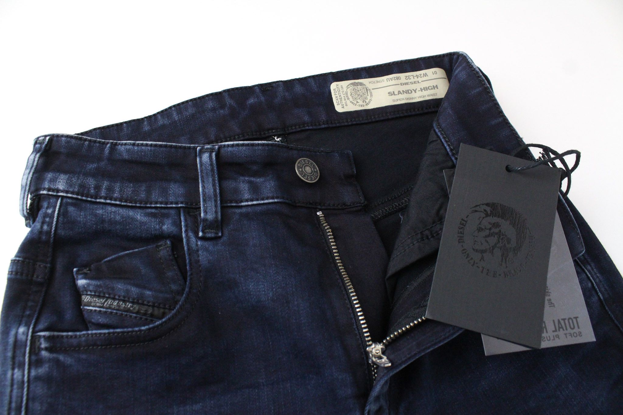 Diesel SLANDY-HIGH 082AU W24/L32 Dark Blue Stretch Jeans 69739 Size 24" / US 00 / IT 34 - 4 Thumbnail