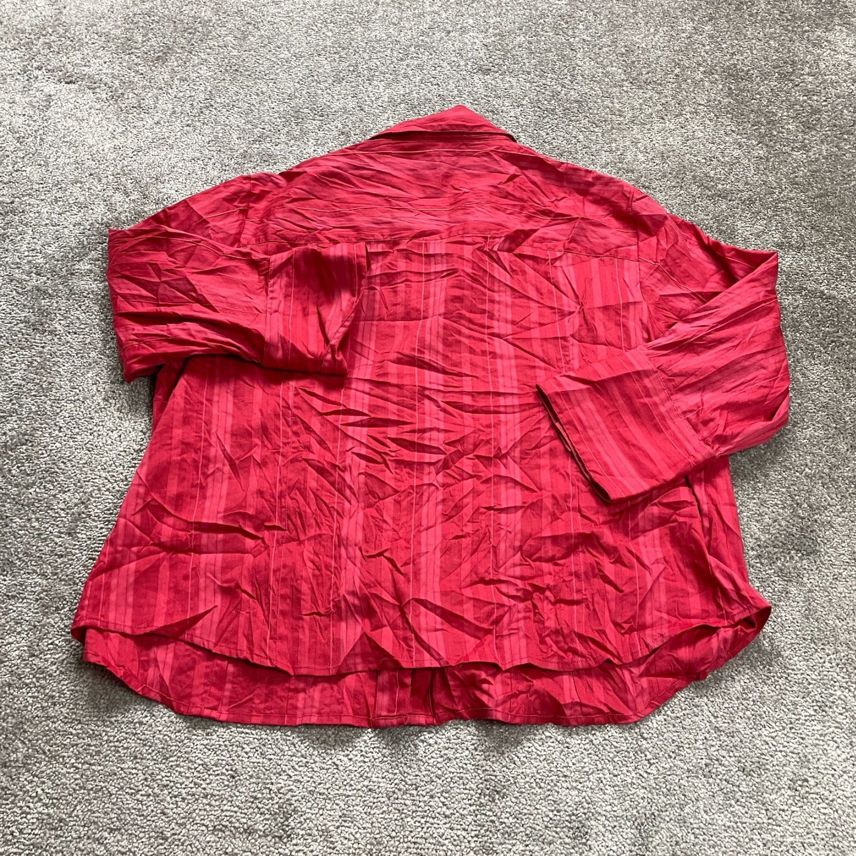 Vintage Rafaella Button Down Blouse Womens 2XL Red Striped Long Sleeve Casual Top NWT Size XXL / US 16-18 / IT 52-54 - 2 Thumbnail