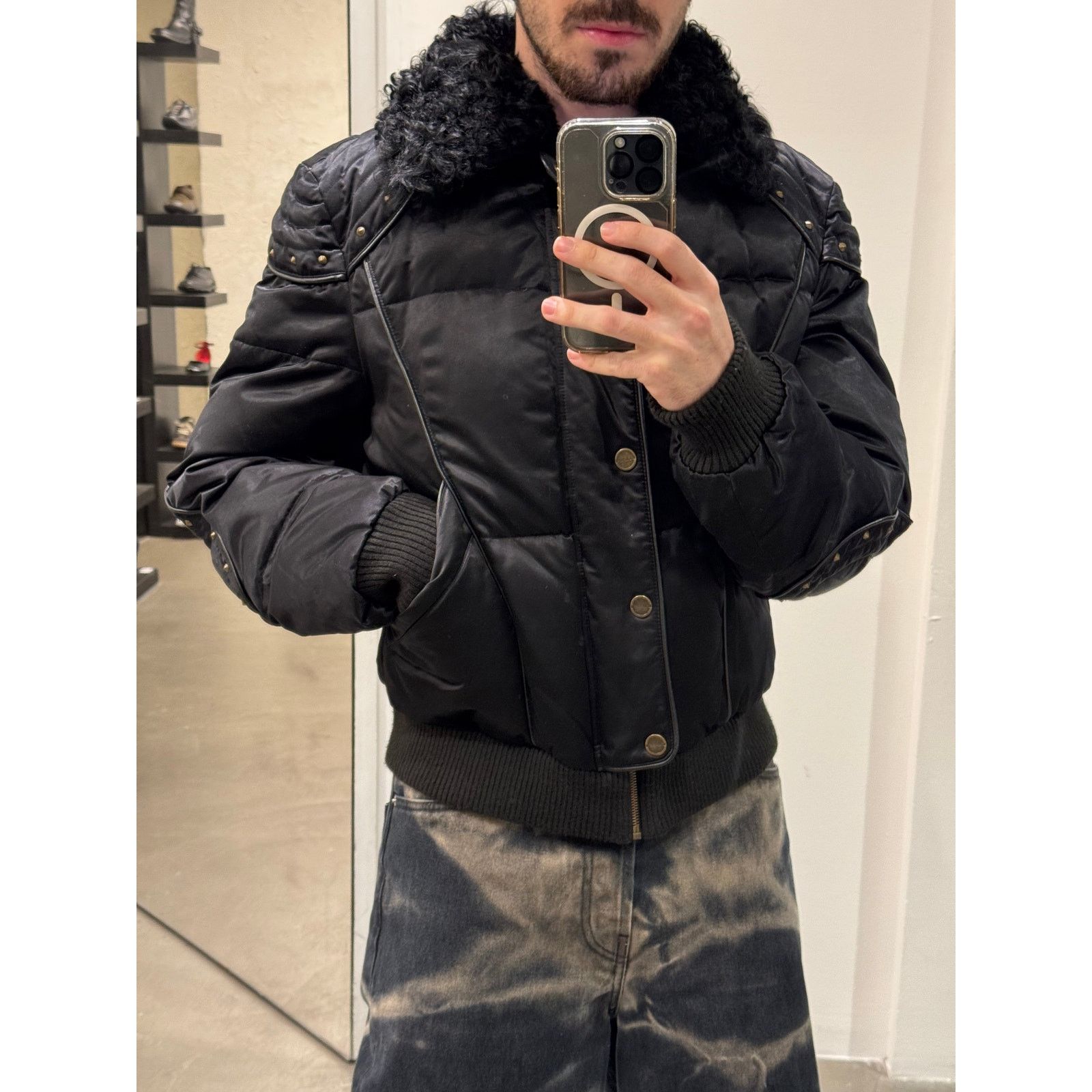 Roberto Cavalli 2000s Roberto Cavalli studded boxy armor puffer jacket Size US M / EU 48-50 / 2 - 2 Thumbnail