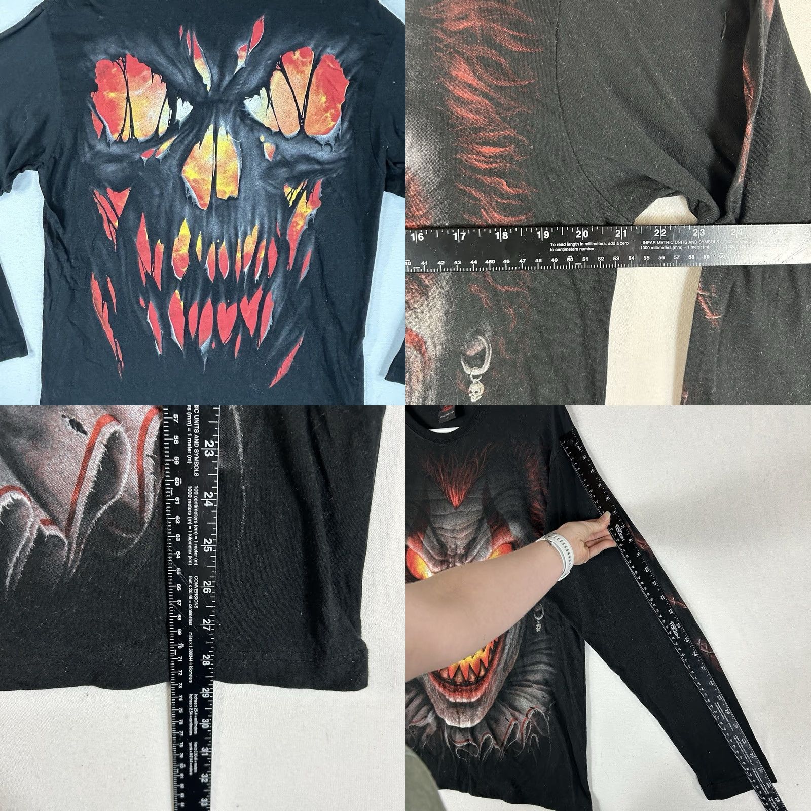 Vintage Spiral Graphic Shirt Mens L Double-Sided Biker Tee Clown Flame Y2K Black 100% Cotton Size US L / EU 52-54 / 3 - 8 Thumbnail