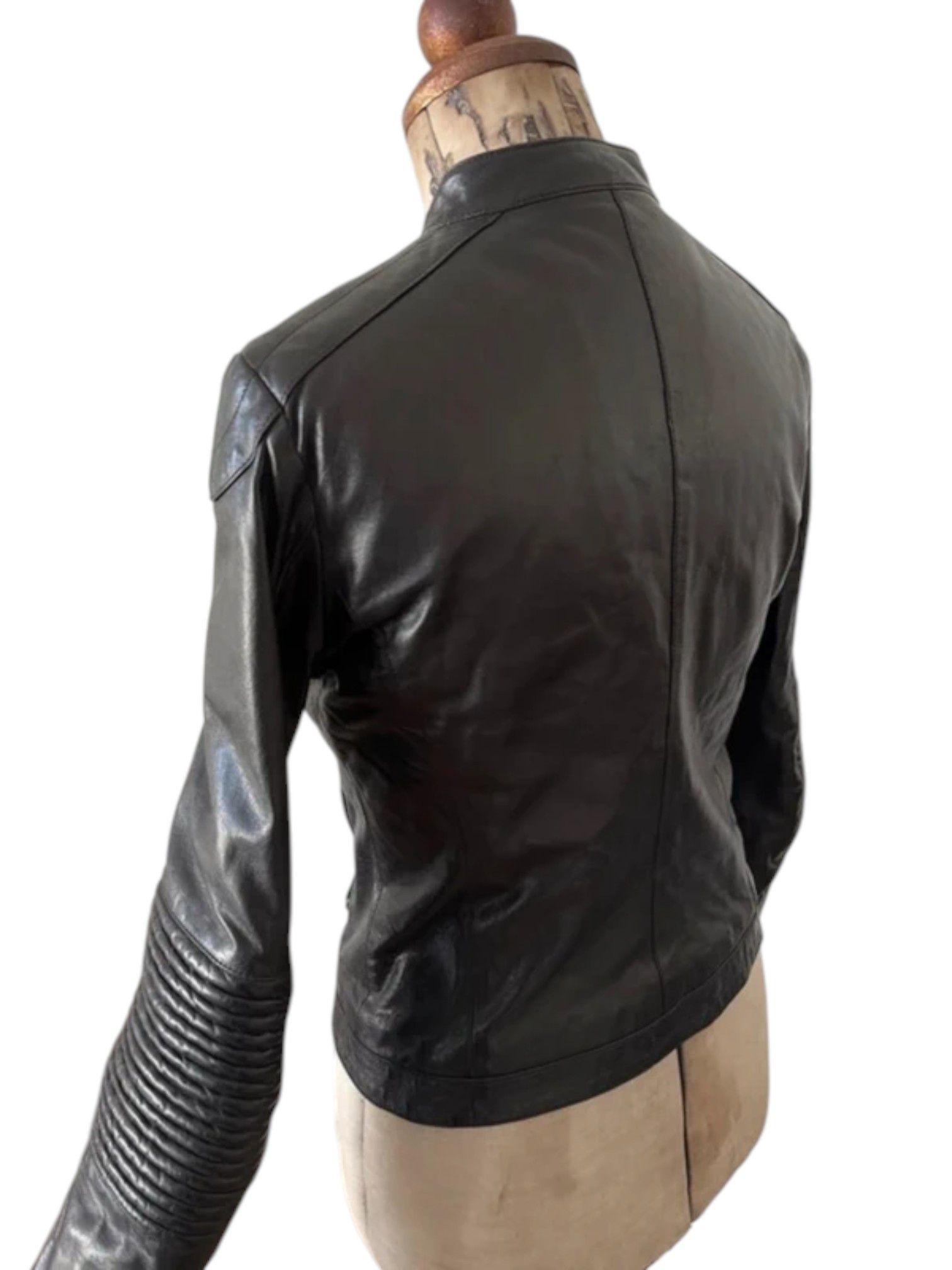 Prada Prada Moto-Detail Fitted Leather Jacket c.2000s Size US S / EU 44-46 / 1 - 4 Thumbnail