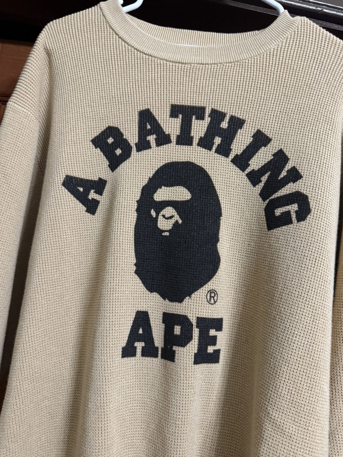 Bape Bape College Waffle Crewneck Sweater Size Large Size US L / EU 52-54 / 3 - 3 Thumbnail