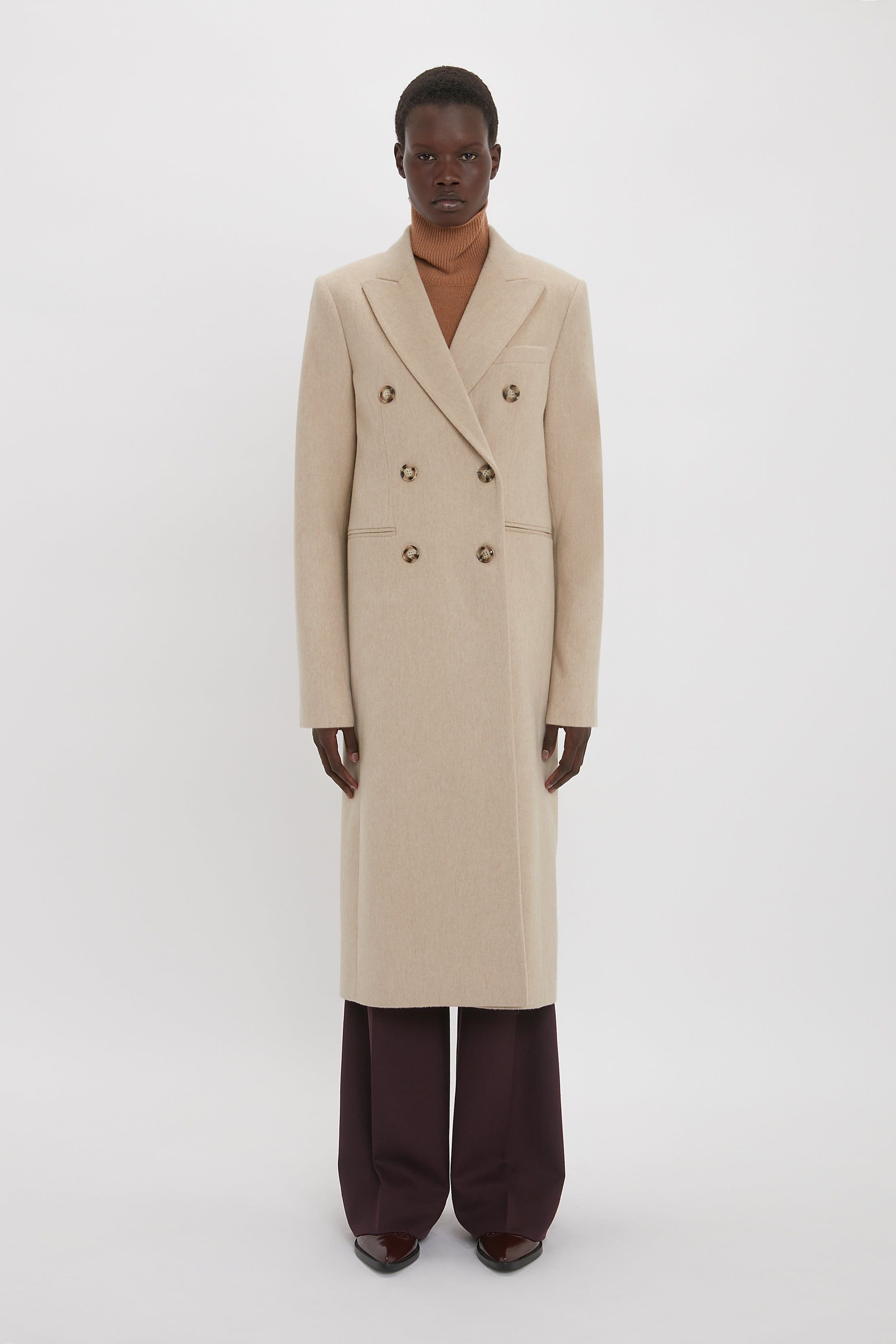 Victoria Beckham o1mle0525 Tailored Slim Coat In Bone Size L / US 10 / IT 46 - 2 Thumbnail