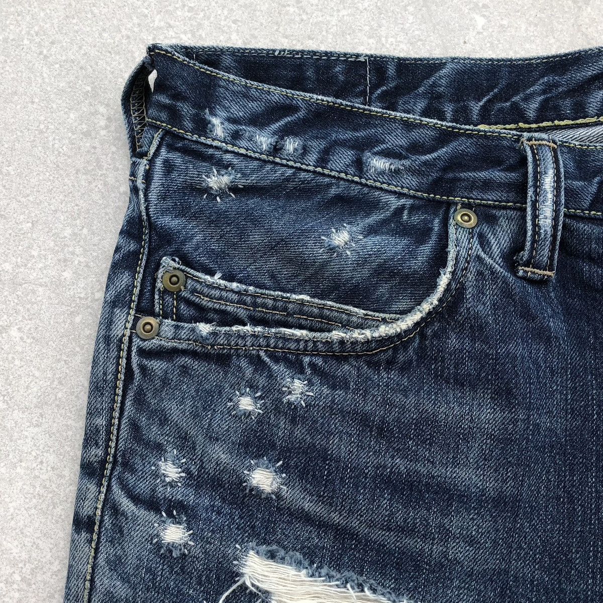 Blue Blue Japan Vintage blue blue japan denim Distressed Jeans Size US 33 - 3 Thumbnail
