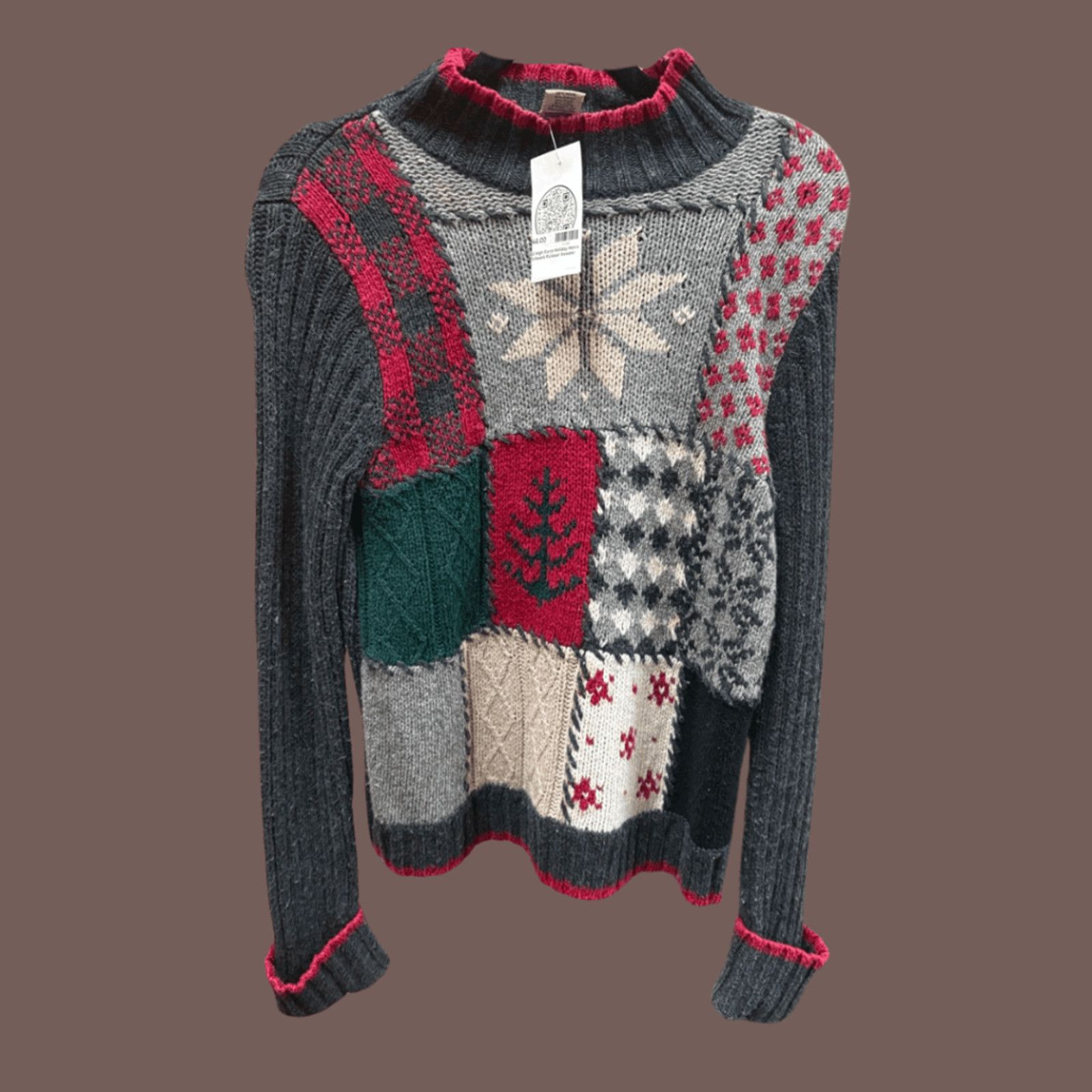 High Sierra × Vintage VTG Patchwork Sweater | High Sierra Holiday Knit | 90s Cozy Size US S / EU 44-46 / 1 - 1 Thumbnail