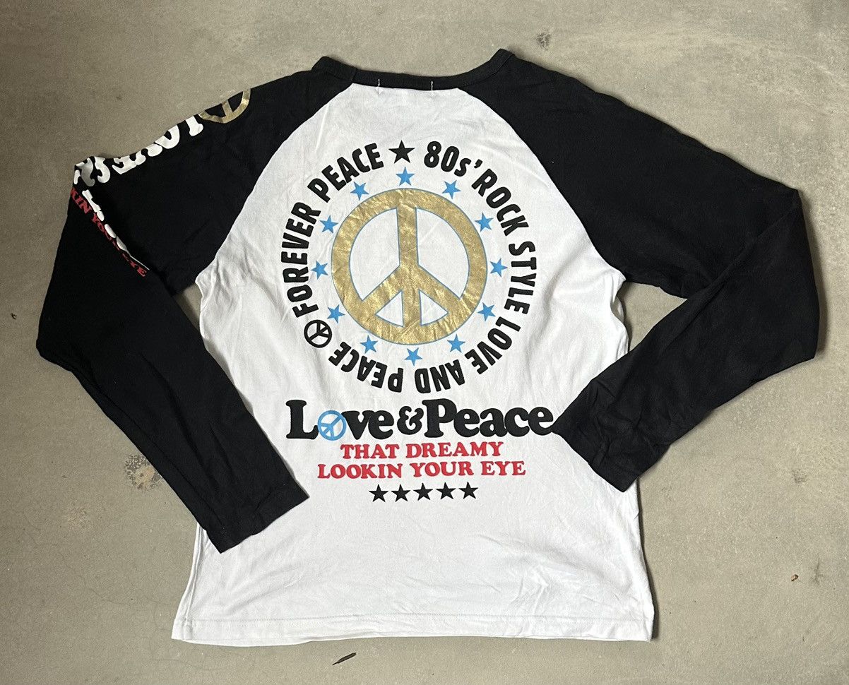 Japanese Brand VINTAGE ELMOJADA LOVE PEACE RAGLAN TEE Size US S / EU 44-46 / 1 - 1 Thumbnail
