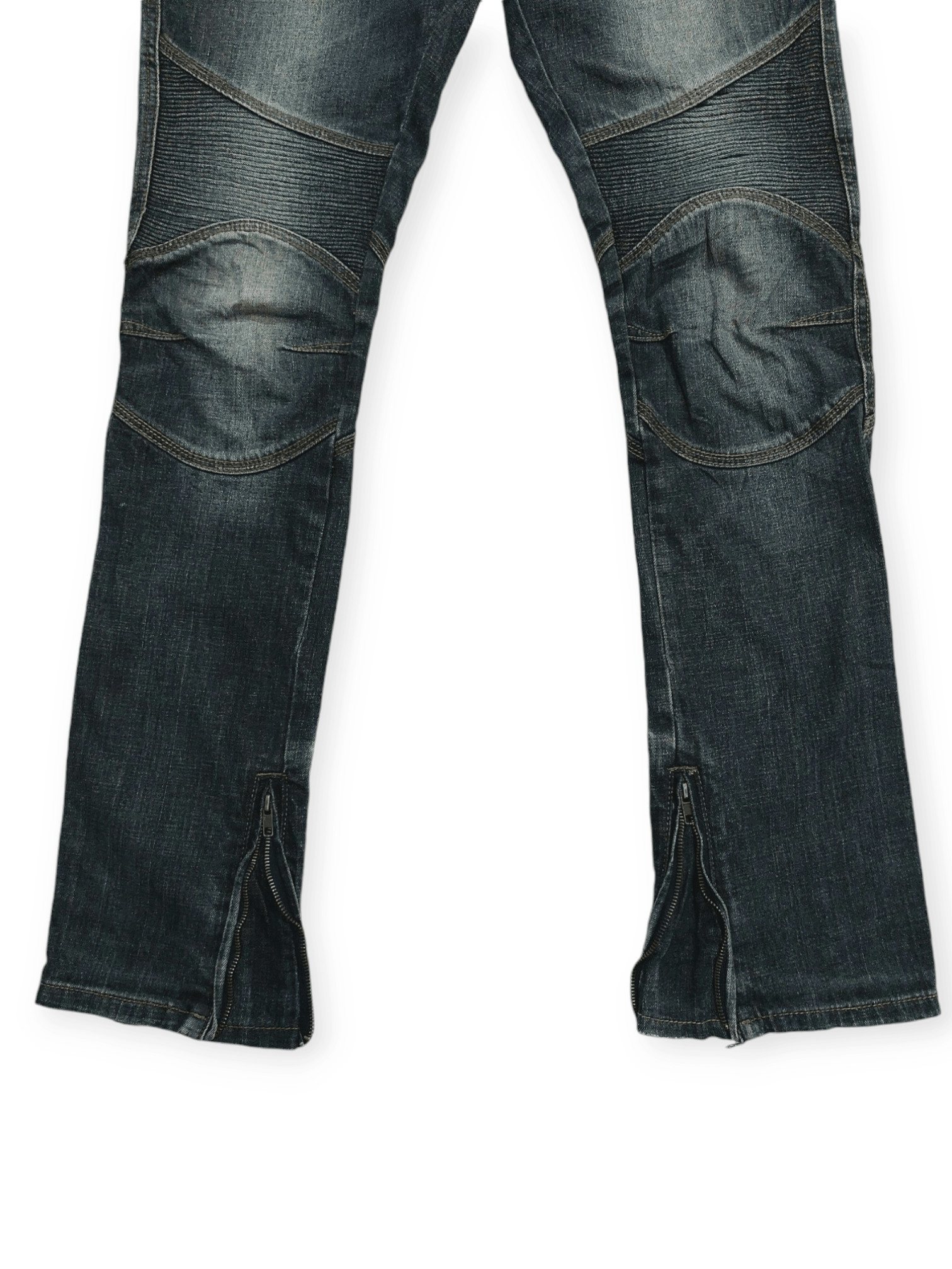 Vintage 🔥 Longli Zipped Flare Punk Biker Denim Size US 33 - 6 Thumbnail