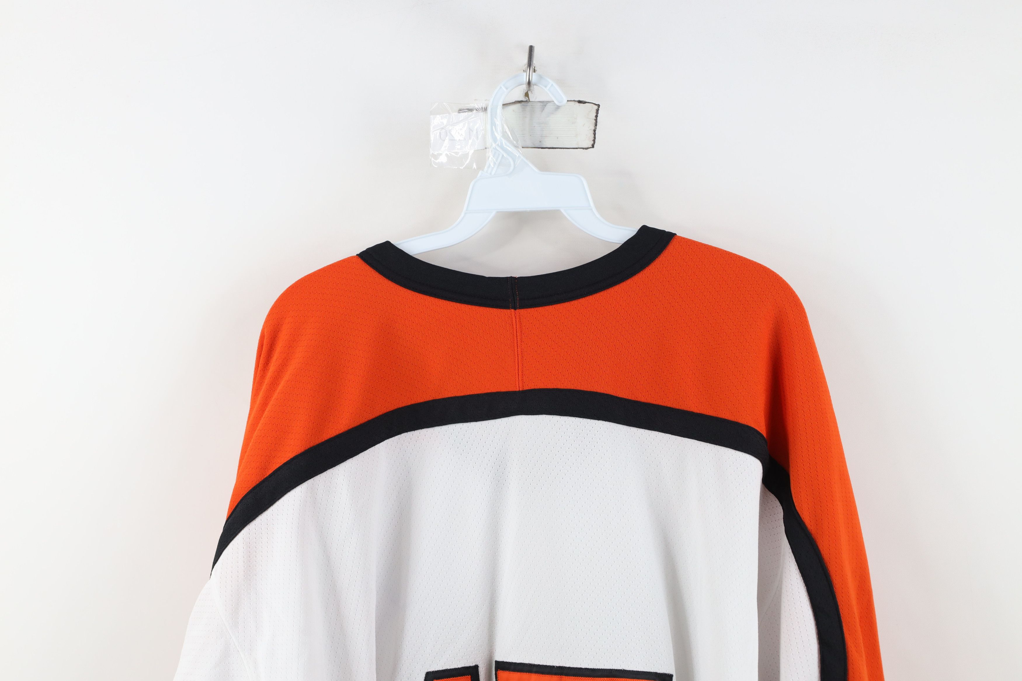 Ccm Vintage 90s CCM Mesh Hockey Jersey Orange White Polyester Size US XL / EU 56 / 4 - 12 Thumbnail