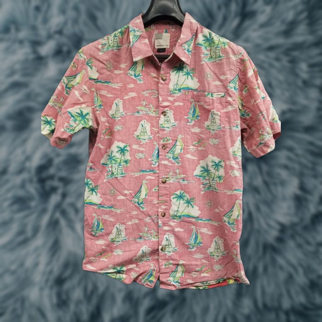 O'Neill O'Neill Mens Hawaiian Shirt Large Button Reverse Floral Short Sleeve Casual Party/Cocktail Travel Cotton Spandex Reversible Button-Up Size US L / EU 52-54 / 3 - 1 Thumbnail