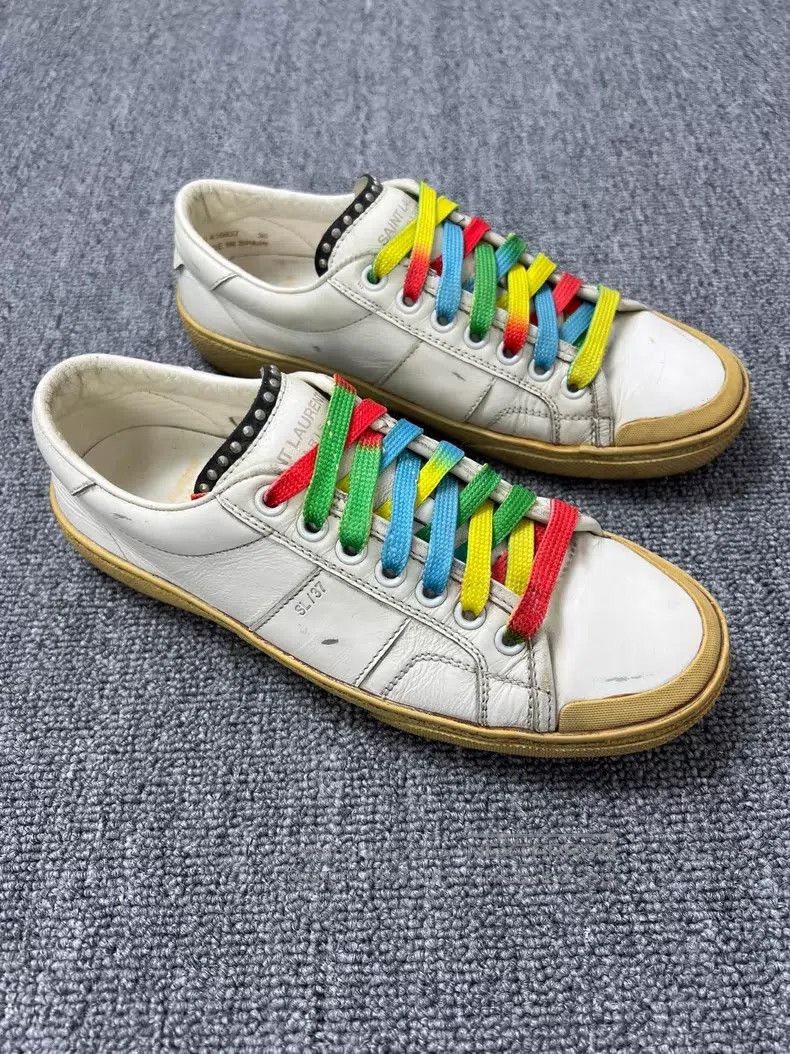 Saint Laurent Paris Saint Laurent Paris Rainbow Shoelaces Distressed Rivet Boa Size US 5.5 / IT 35.5 - 1 Thumbnail