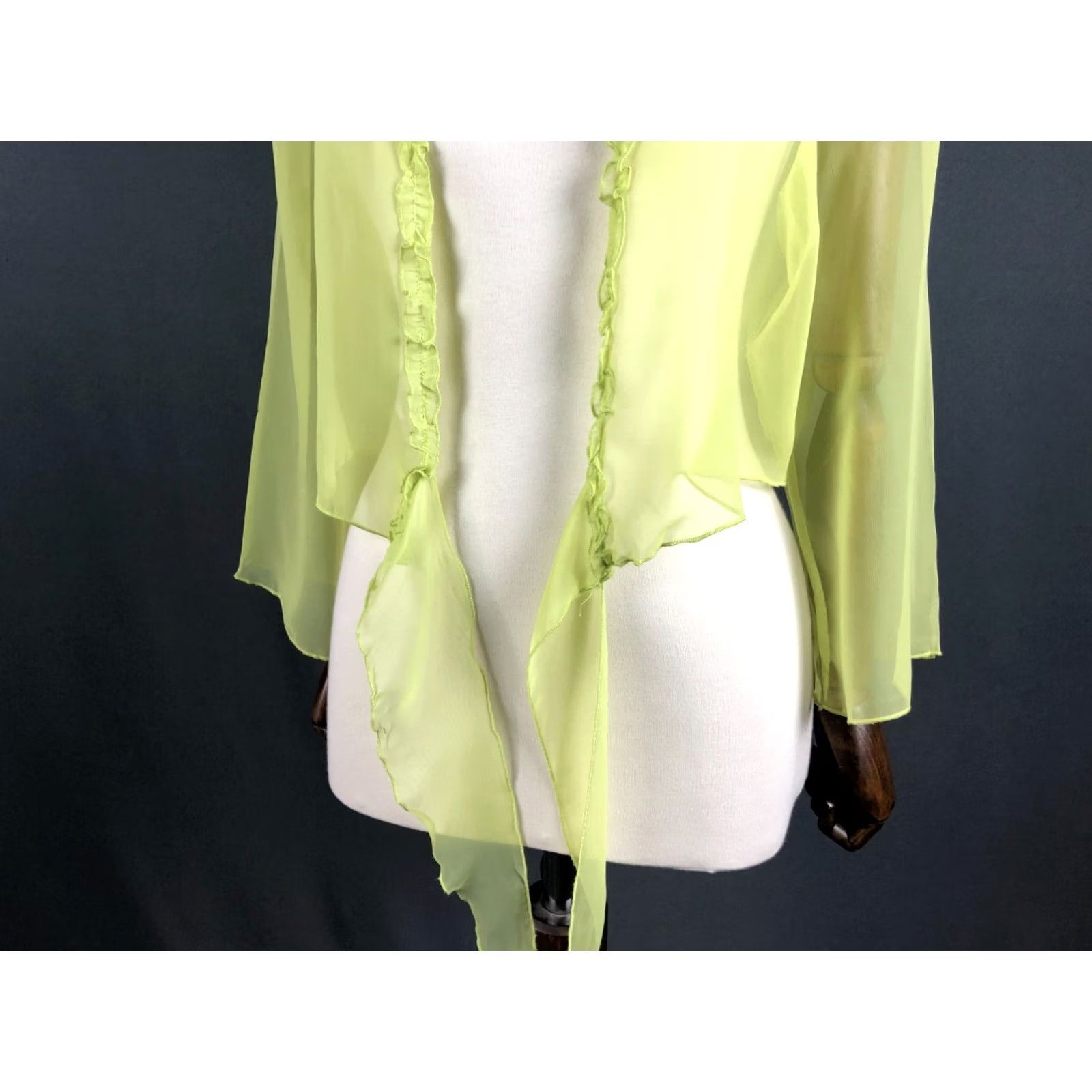 Vintage Bottega Blouse Tie 3/4 Sleeve Viscose Green Women Dressy Debut Tie Bolero Top Size ONE SIZE - 7 Thumbnail