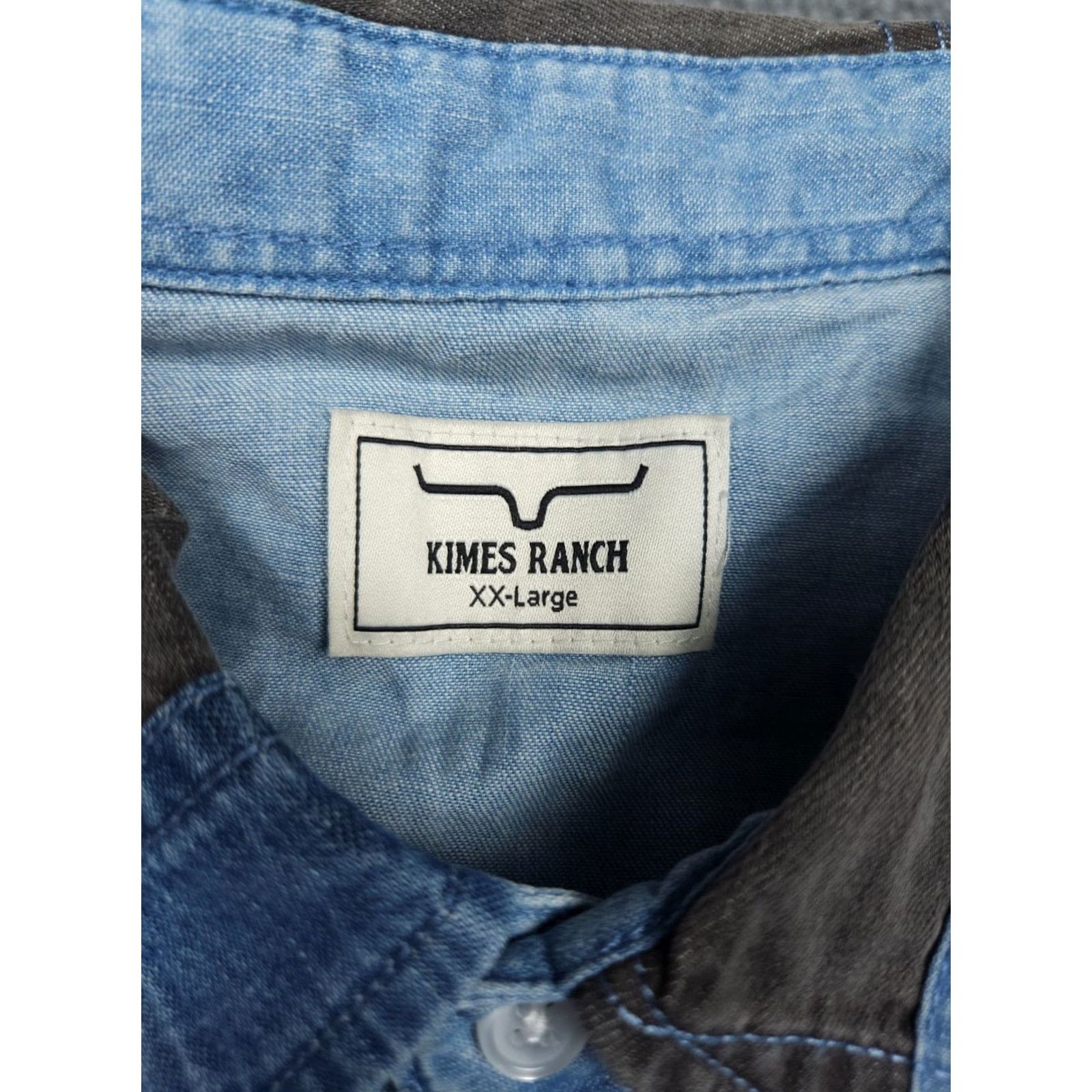 Vintage Kimes Ranch Shirt Women's 2XL Blue KC Patched Denim Pearl Snap Western NWT Size XXL / US 16-18 / IT 52-54 - 5 Thumbnail