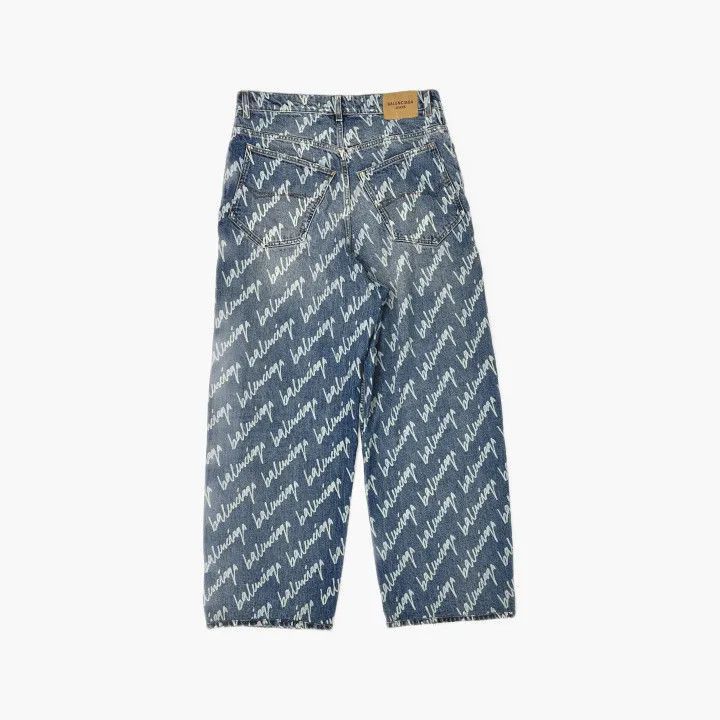Balenciaga Balenciaga Balenciaga SS22 Logo Printed Loose Denim Pants Size US 27 - 3 Thumbnail