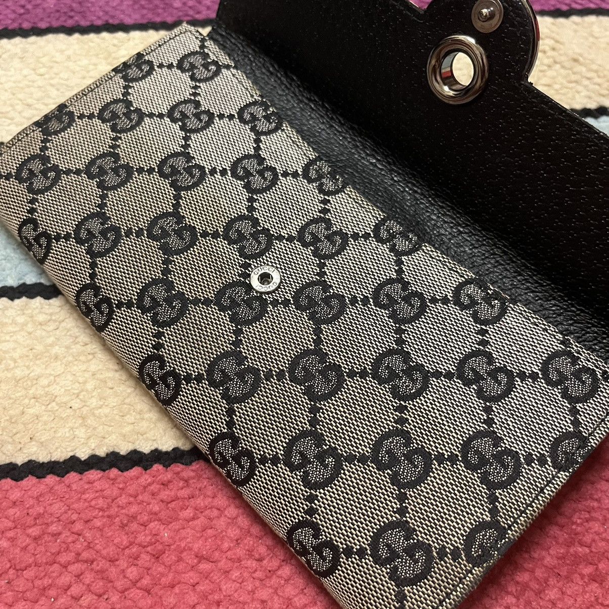 Gucci × Vintage Authentic Vintage Gucci Flap GG Monogram Long Wallet Size ONE SIZE - 12 Thumbnail