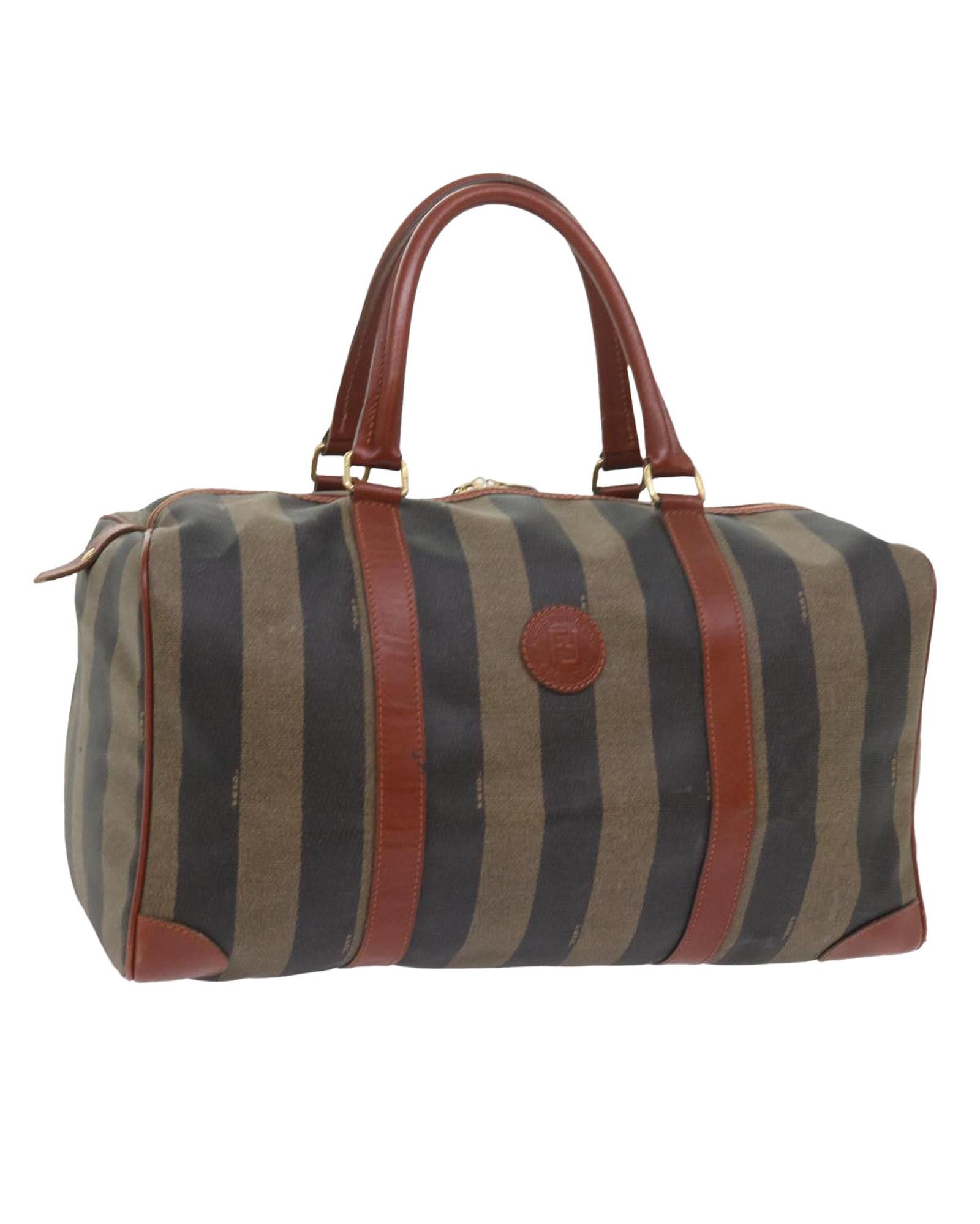 image of Fendi Brown Canvas Pequin Bag, Women's