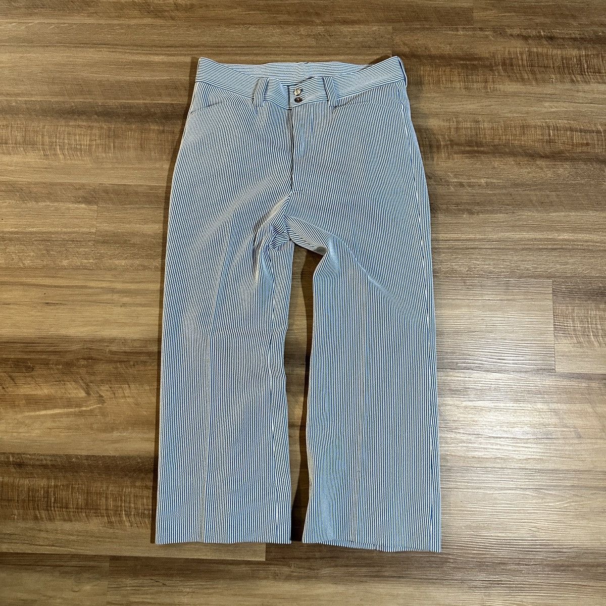 Vintage 1960 Custom Made Bell Bottom Pants 32” x 26” Seersucker Size US 32 / EU 48 - 6 Thumbnail