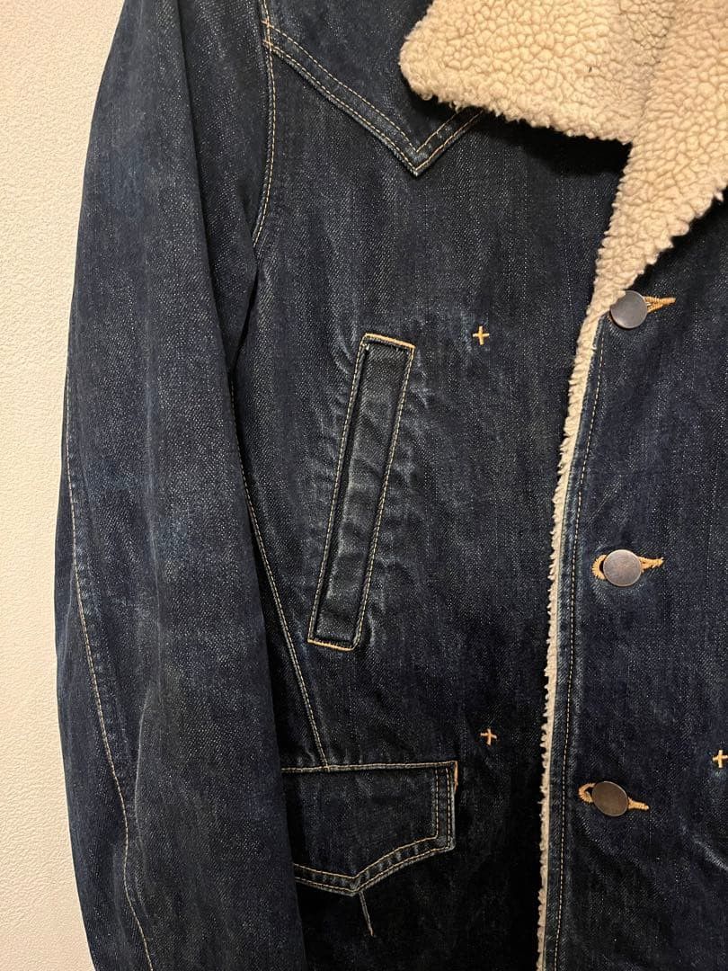 Number (N)ine AW07 "Love God Murder" Fleece Denim Ranch Jacket Size US S / EU 44-46 / 1 - 4 Thumbnail