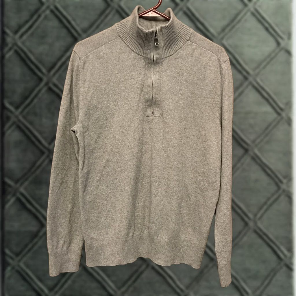 Banana Republic Banana Republic Sweater Mens Large Gray Mock Neck 1/4 Zip Cotton Cashmere 488 Size US L / EU 52-54 / 3 - 1 Thumbnail