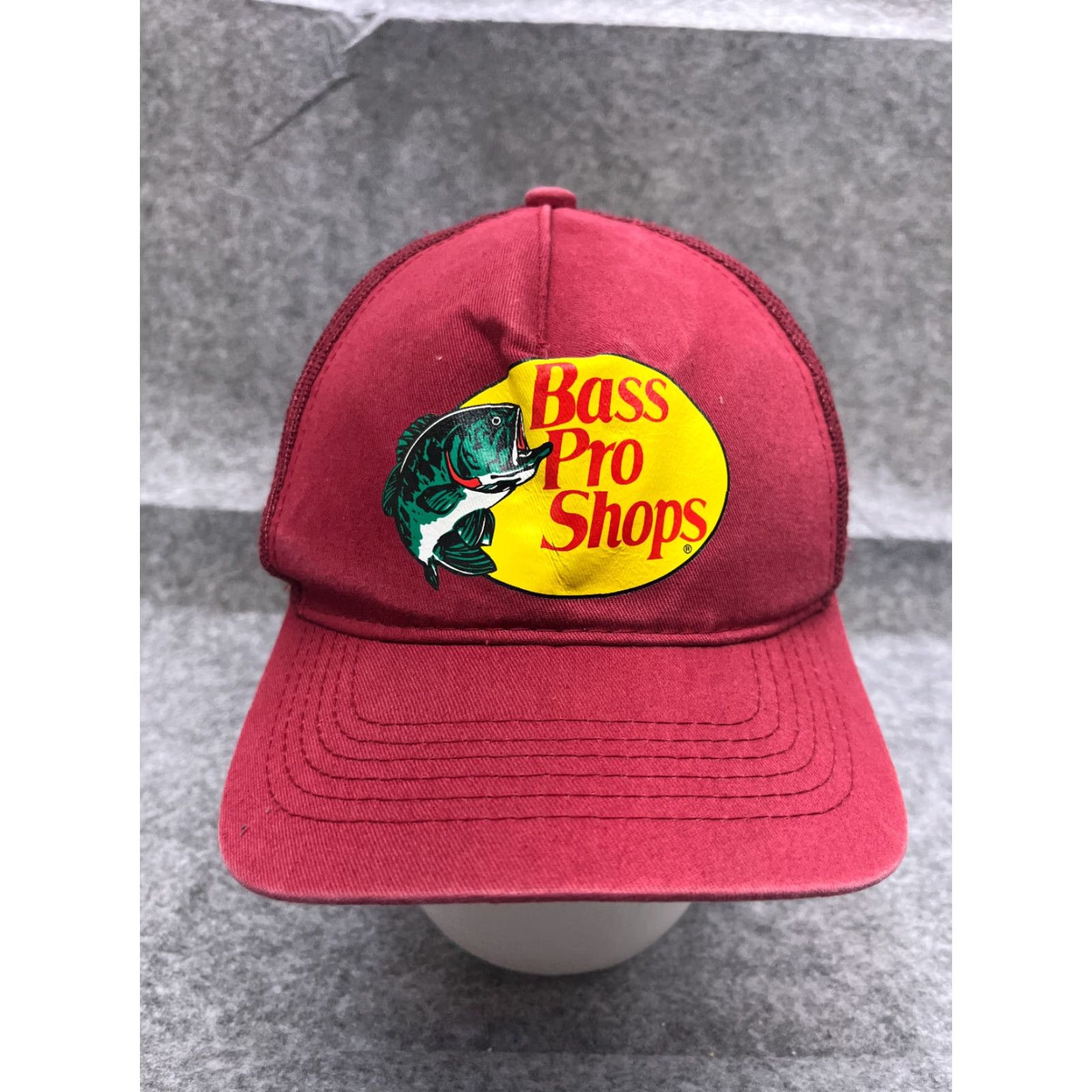 Bass Pro Shops Bass Pro Shops Hat Cap Snap Back Adult Red Cotton Trucker Hat Adjustable Men Fish Logo Twill Pattern Solid Size ONE SIZE - 2 Thumbnail