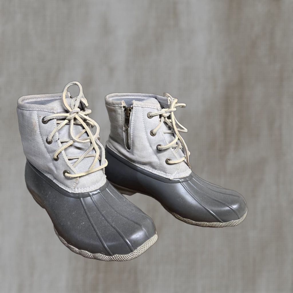 Sperry SPERRY Saltwater Duck Gray Lace Up Ankle Rain Boots Women's Size 7.5M Waterproof Outdoor Size US 8 / IT 38 - 1 Thumbnail