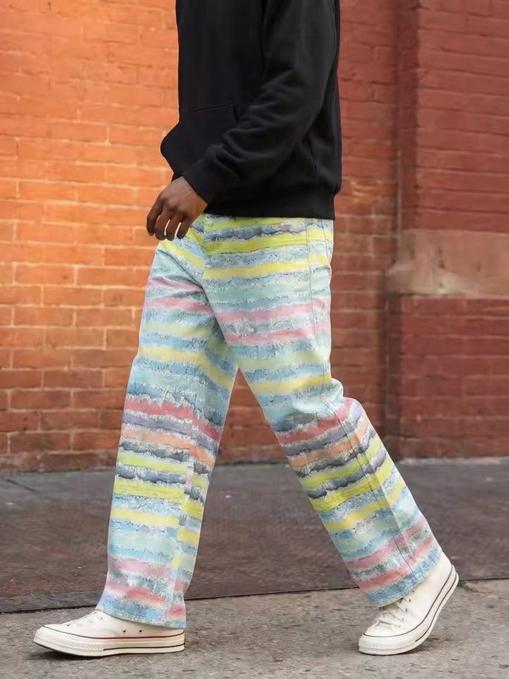 Japanese Brand 3D Striped Printed Pant Size US 29 - 1 Thumbnail