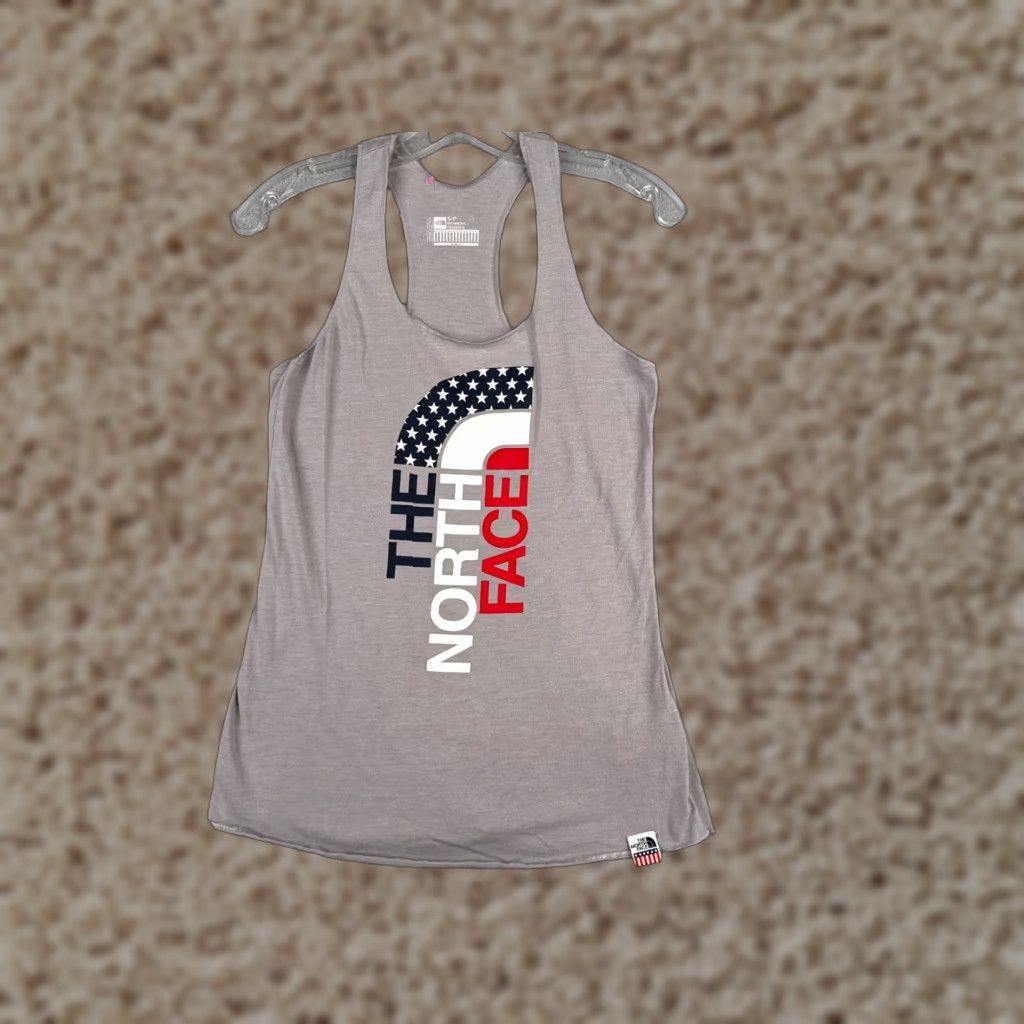 The North Face The North Face Shirt Women Small Gray Tank Sleeveless Scoop American Flag USA Size S / US 4 / IT 40 - 1 Thumbnail