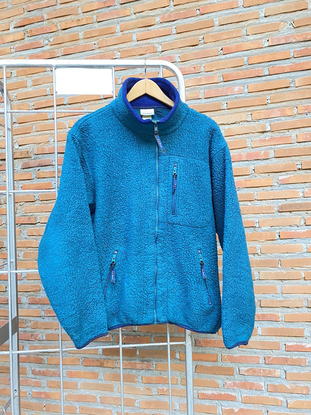 LL Bean fleece sherpa ocean blue jacket