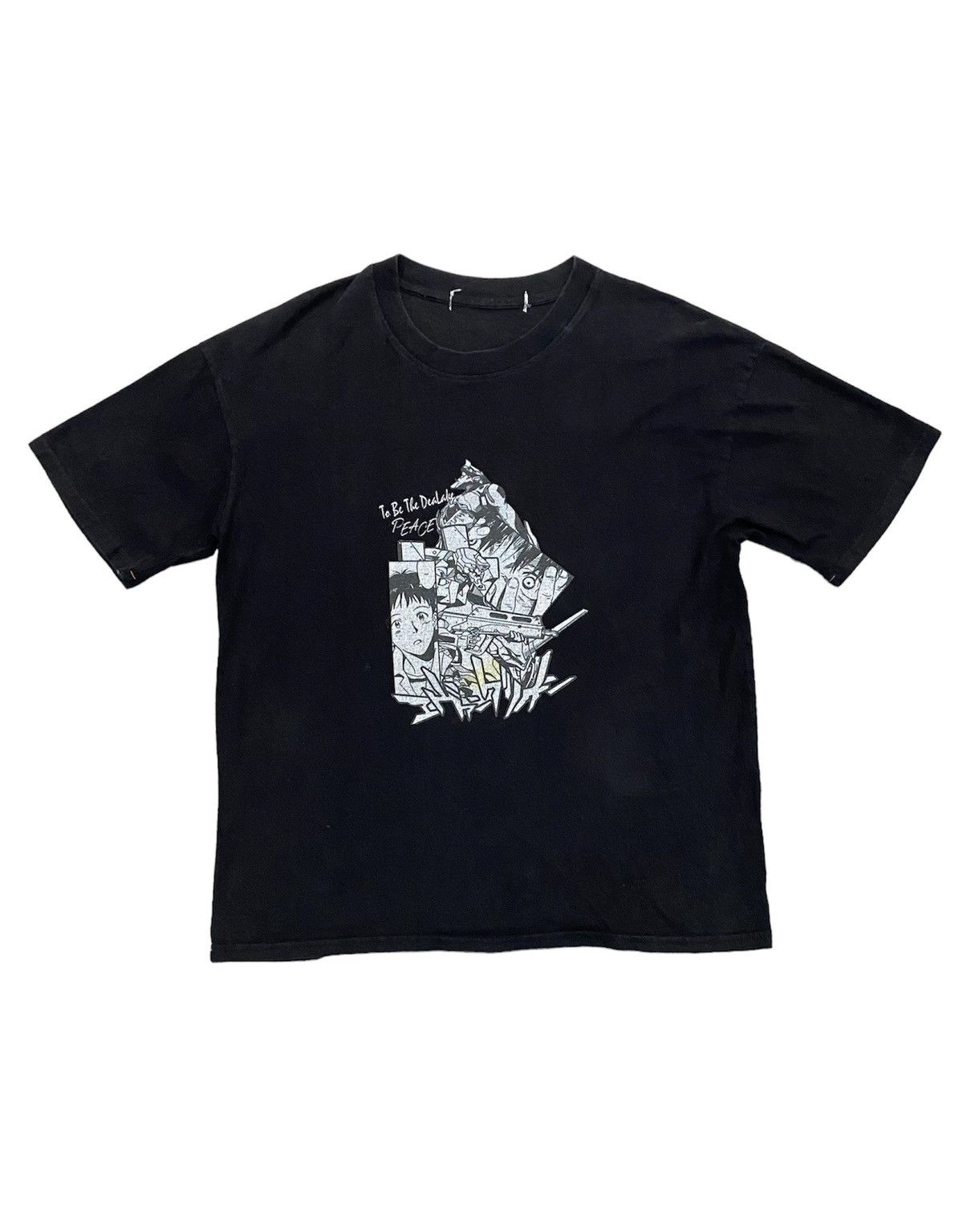 image of Anima x Beauty Beast VTG Neon Genesis Evangelion Tee in Black, Men's (Size Medium)