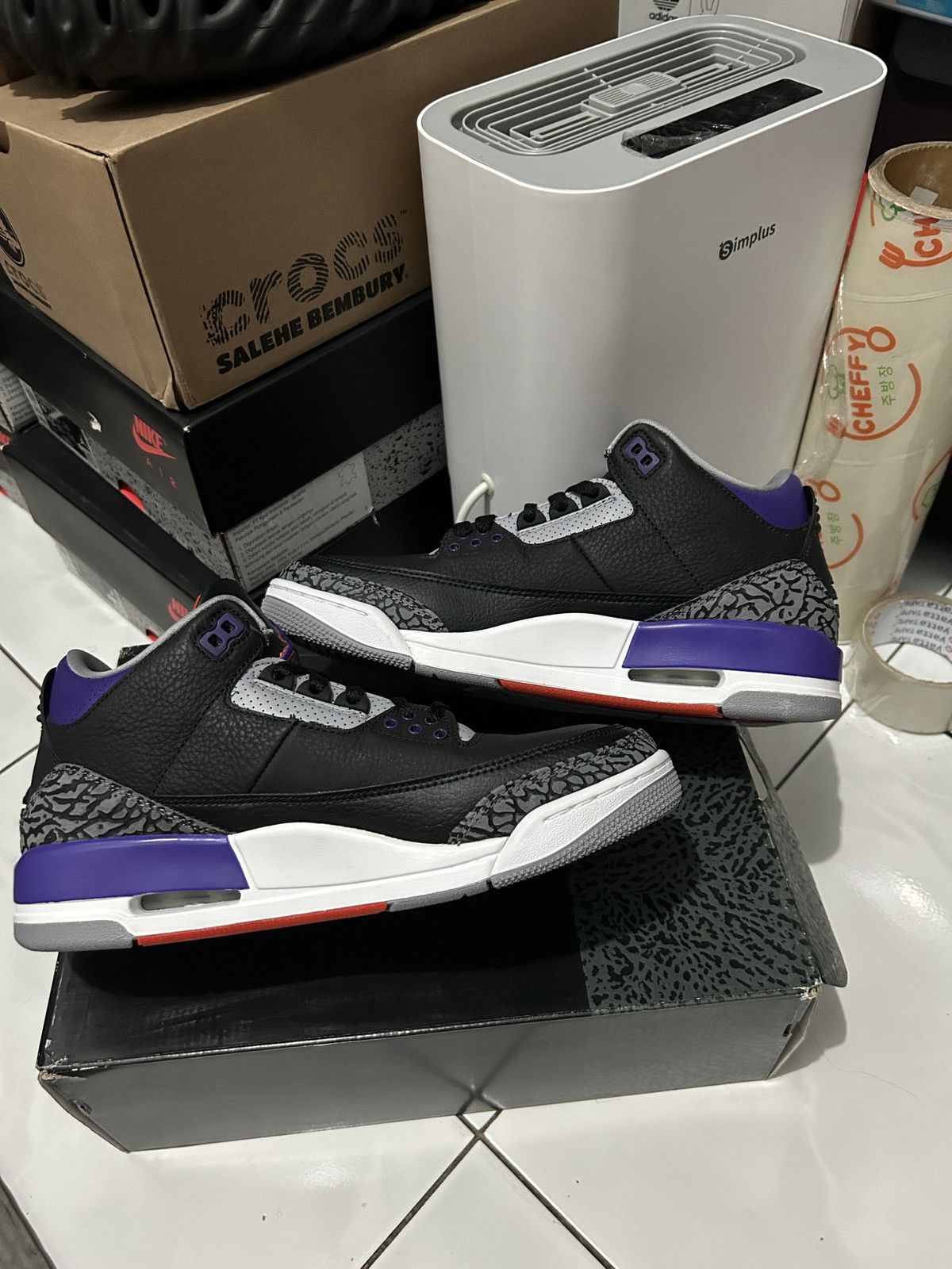 Jordan Brand nike air jordan 3 black court purple Size US 8.5 / EU 41-42 - 3 Thumbnail