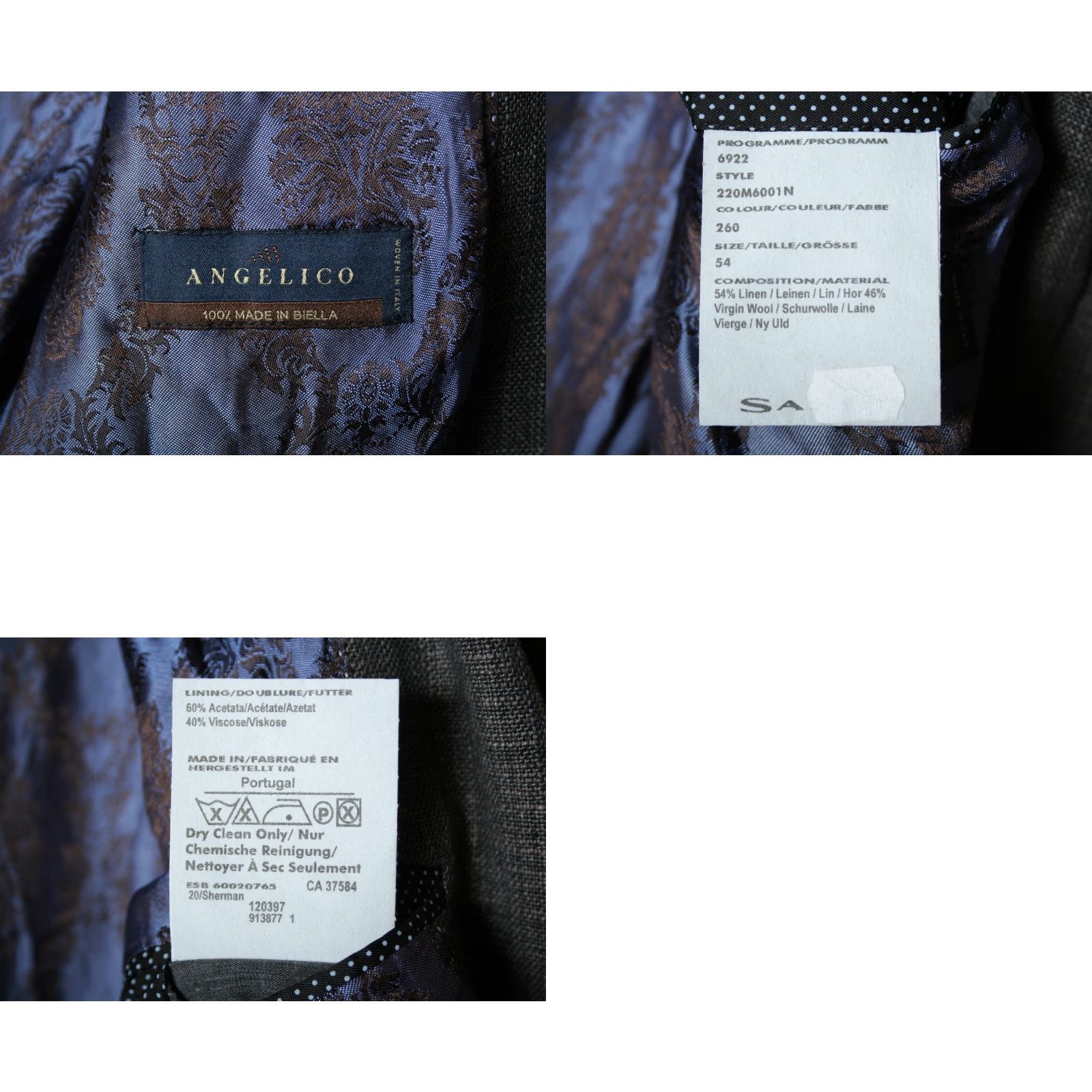 Vintage SAND Gray Linen & Wool Blend Sport Coat Blazer US 42 EUR 54 Size 42R - 9 Thumbnail