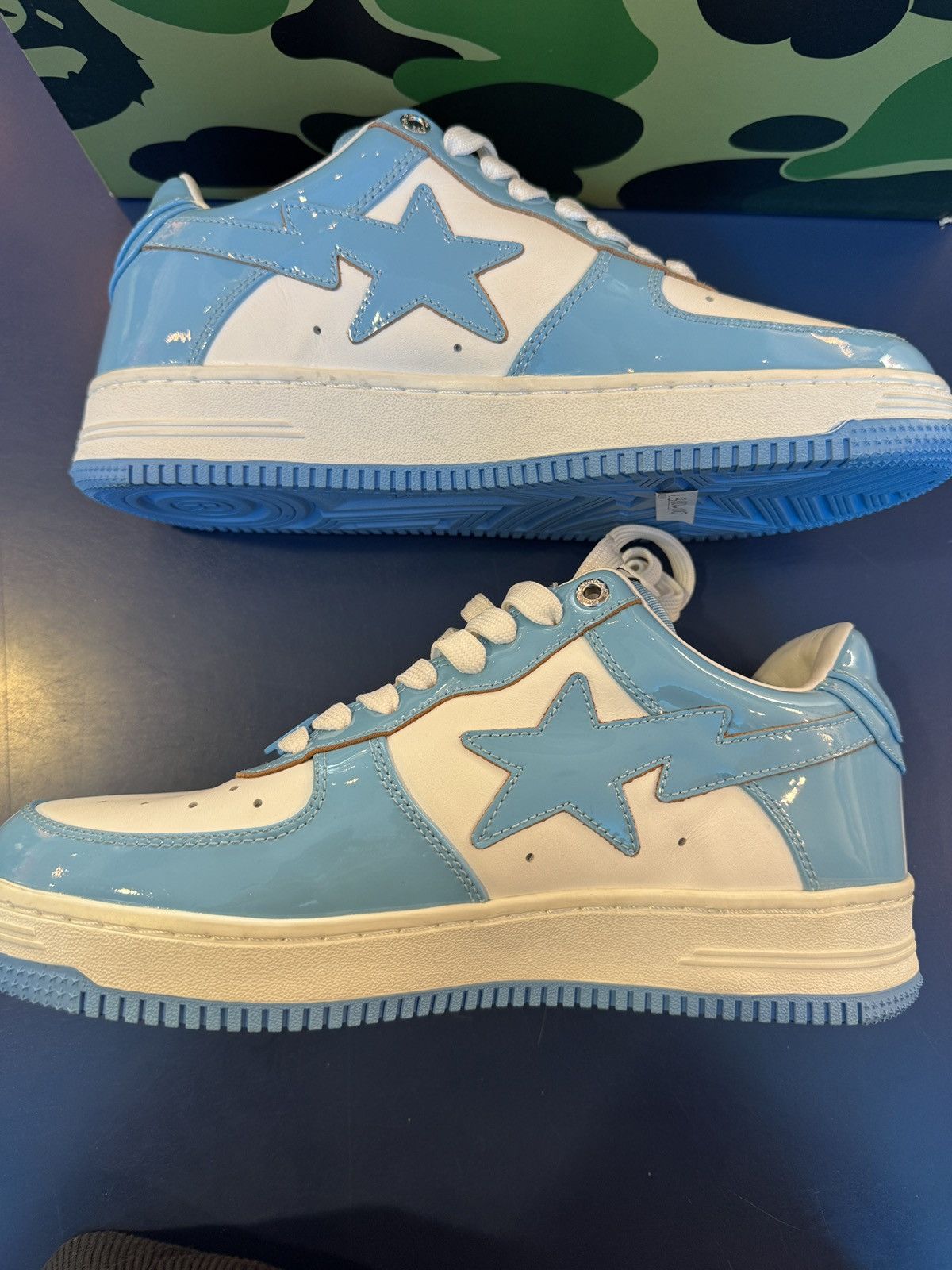Bape Bapesta Patent Leather Baby Blue Sax Size US 9 / EU 42 - 8 Thumbnail