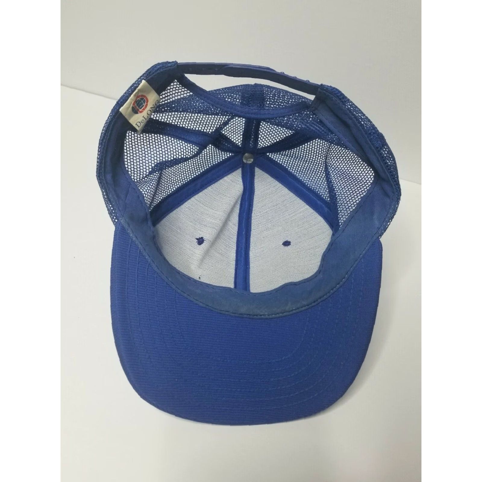 Vintage Vintage DeLong Houston Hat Baseball Trucker Cap Dad Hat Snapback Blue 90s Mens Adjustable Size ONE SIZE - 6 Thumbnail