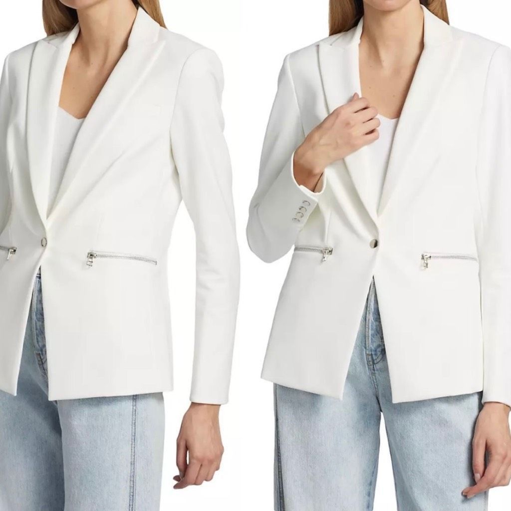 image of Veronica Beard Blazer Schoolboy Scuba Dickey Blazer Jacket W in White, Women's (Size Large)
