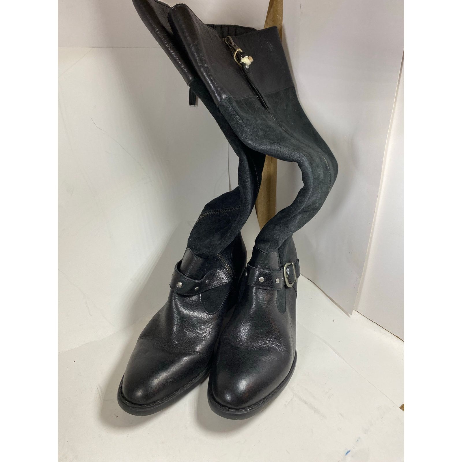 Born Born Alize Double Zip Black Tall Boots 9W Size US 9 / IT 39 - 4 Thumbnail