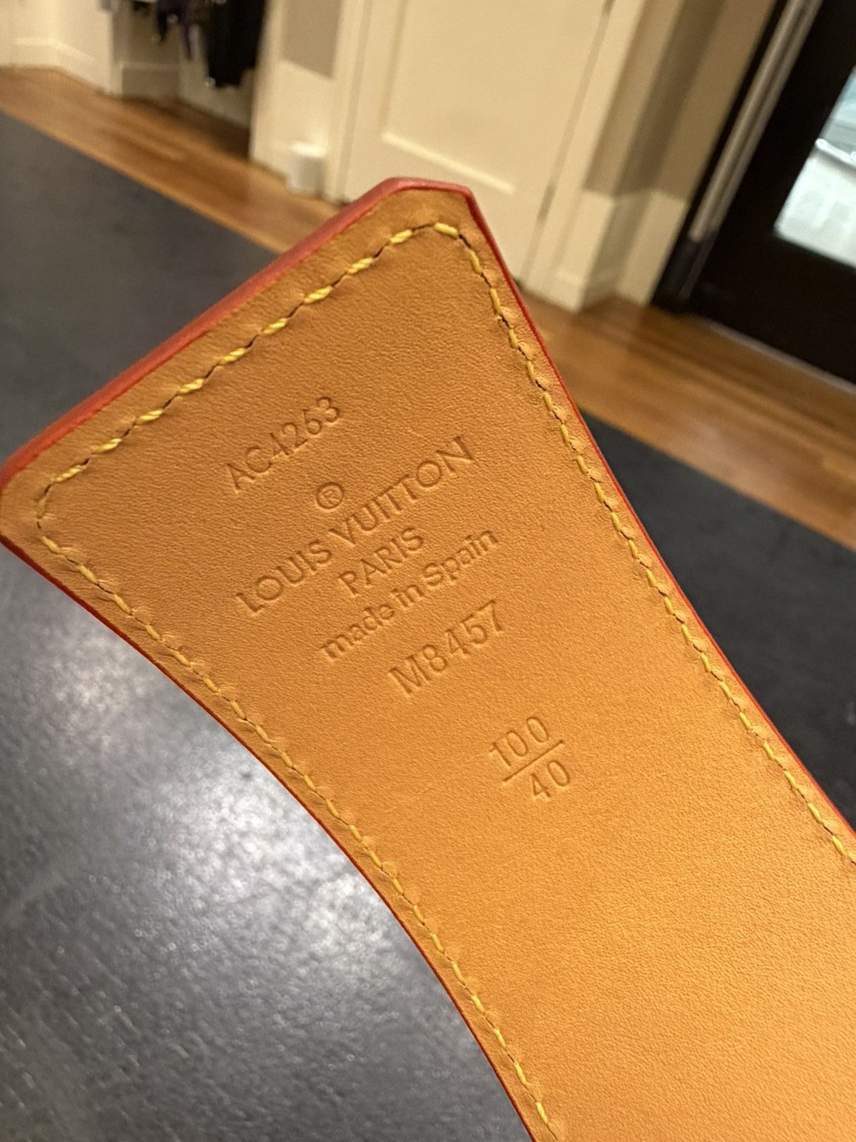 Louis Vuitton Louis Vuitton Monogram Belt - Gold/Red Size 40 - 2 Thumbnail