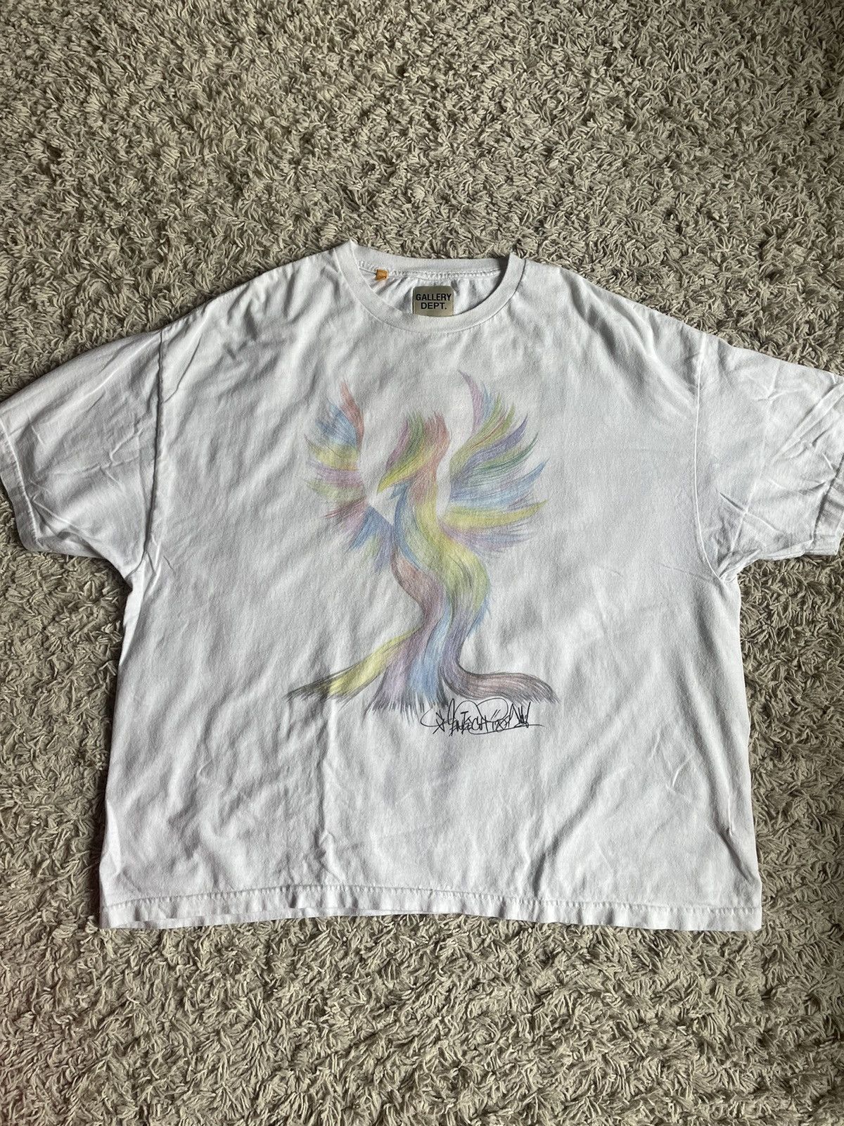 image of Gallery Dept Rainbow Phoenix Tshirt in White, Men's (Size 2XL)
