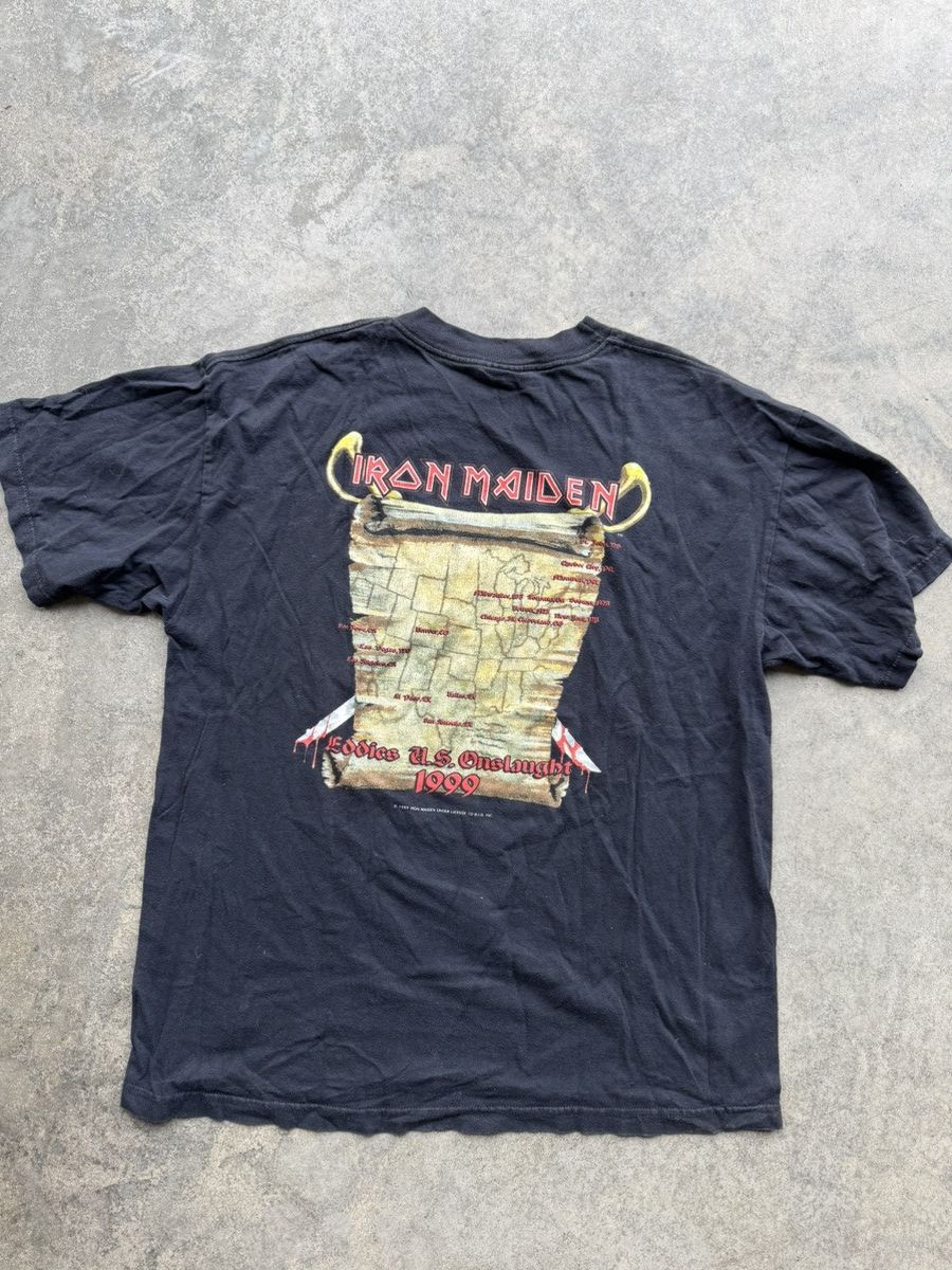 Band Tees × Iron Maiden × Vintage Vintage 1999 Iron Maiden “Eddies Onslaught” Tour Tee Size US XL / EU 56 / 4 - 4 Thumbnail