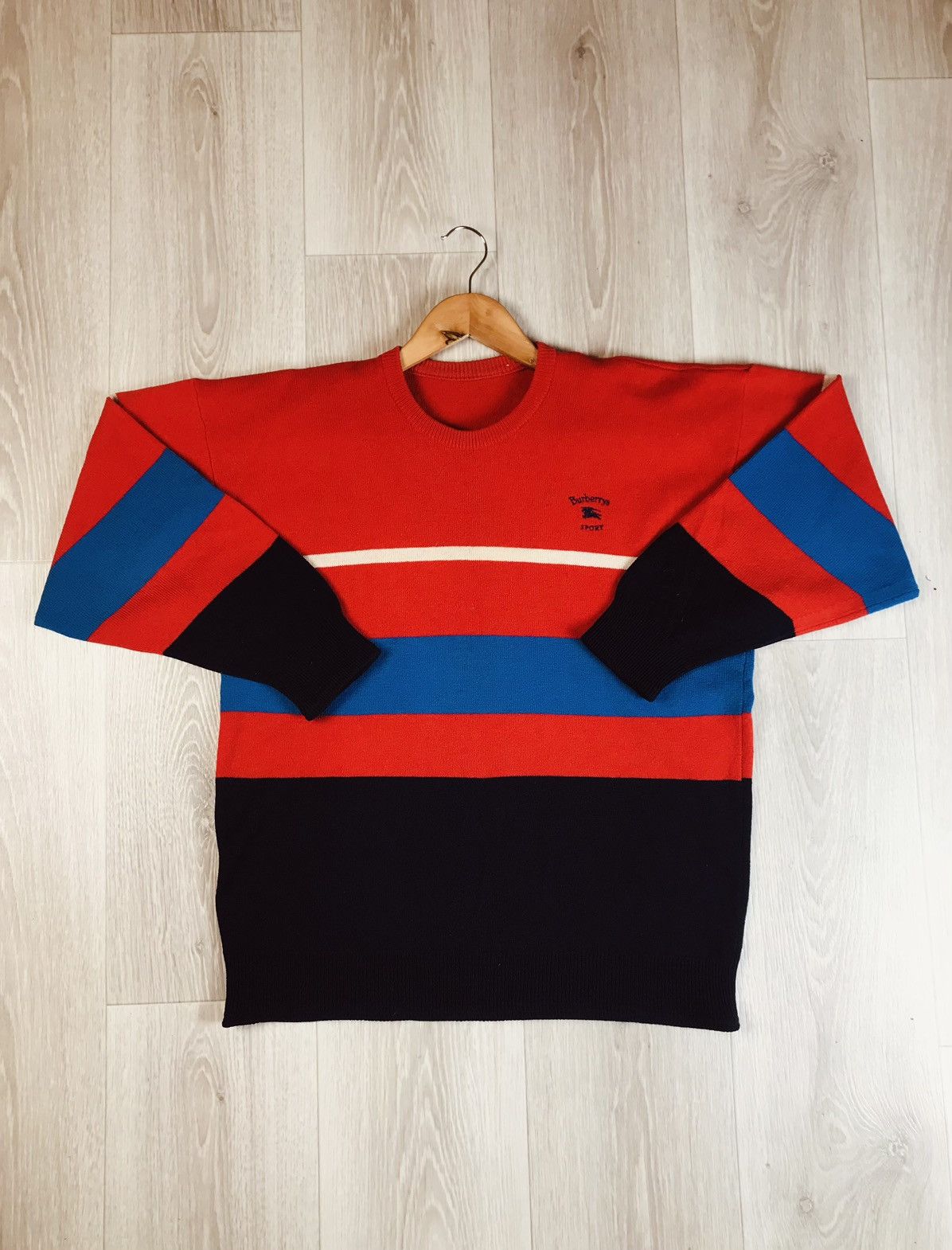 Burberry Burberry Sport Knit Sweater Red Navy Blue Border Ladies Size M / US 6-8 / IT 42-44 - 3 Thumbnail