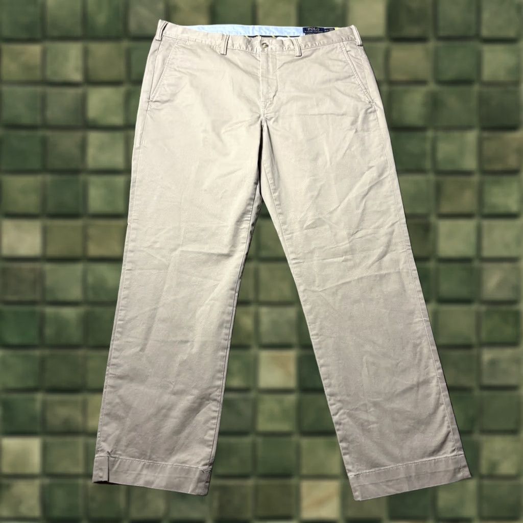 Polo Ralph Lauren Polo Ralph Lauren Chino Pant Mens 36x29 Khaki Beige Stretch Cotton Twill Cuffed Flat Front Size US M / EU 48-50 / 2 - 1 Thumbnail