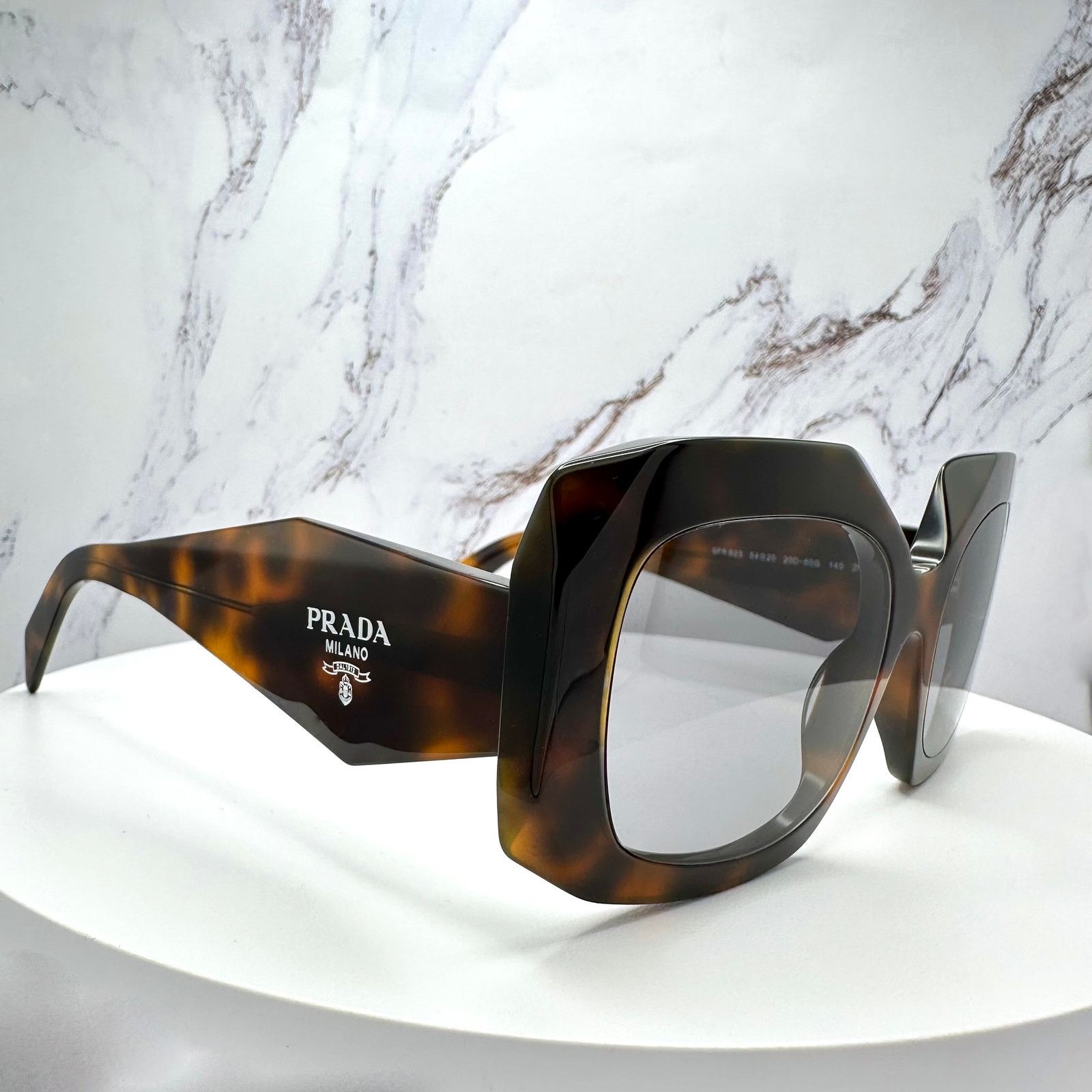 Prada New PRADA Sunglasses Brown Juniper Tortoise Gray Lens Square Size ONE SIZE - 16 Thumbnail