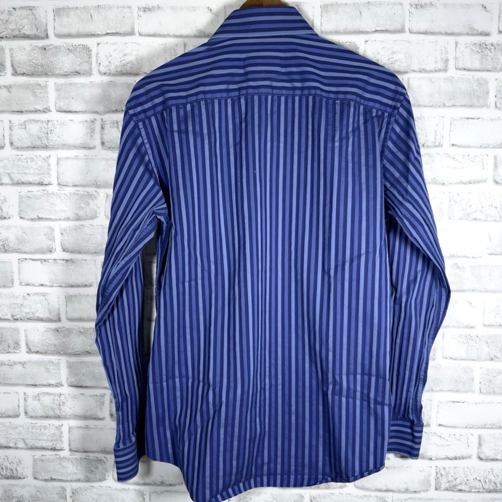 BUGATCHI Bugatchi Shaped Fit Cotton Striped Long Sleeve Button-Down Shirt Mens M Blue Shirt Size US M / EU 48-50 / 2 - 5 Thumbnail