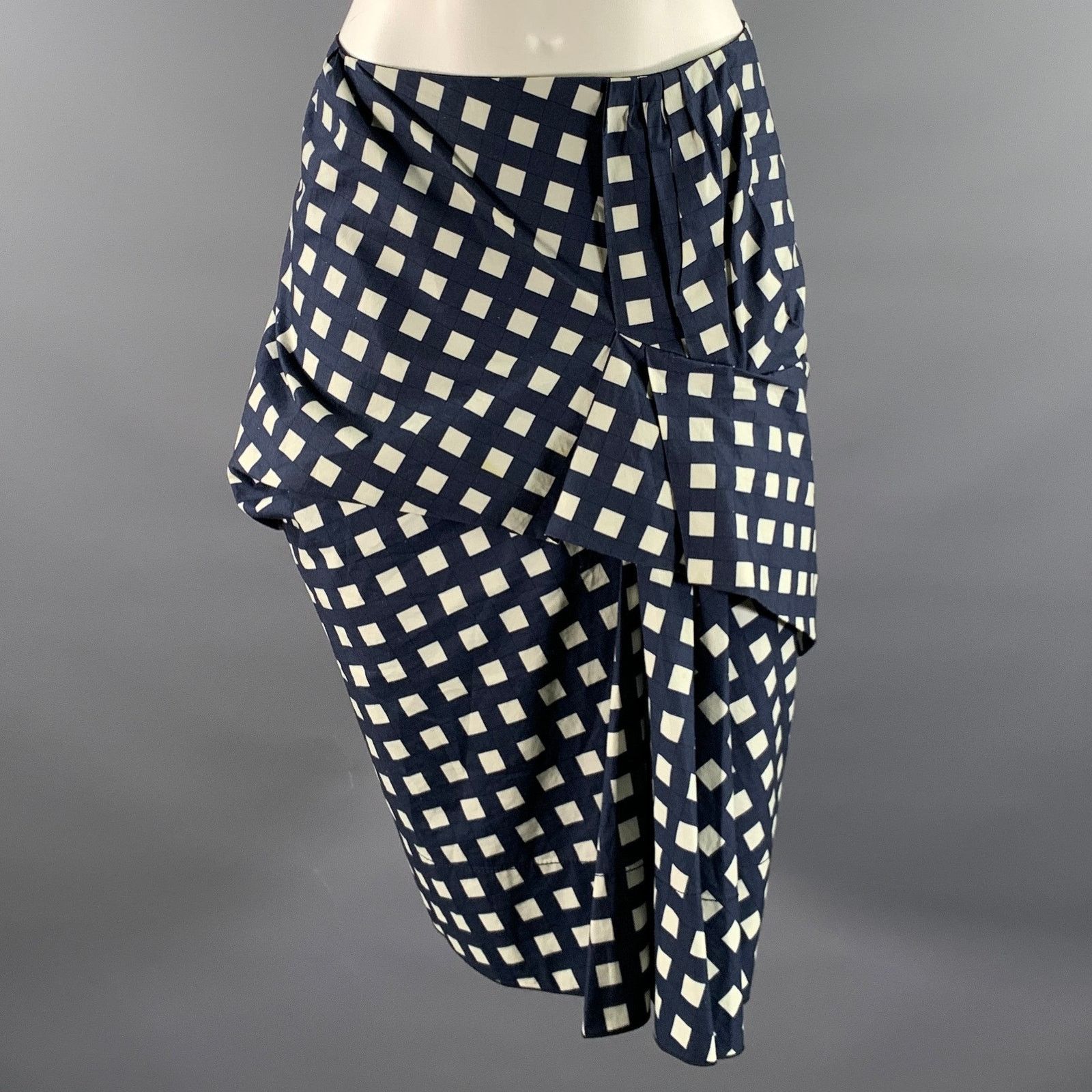 Marc Jacobs MARC JACOBS Size 6 Navy White Cotton Gingham Mid-Calf Skirt Size 28" / US 6 / IT 42 - 1 Thumbnail