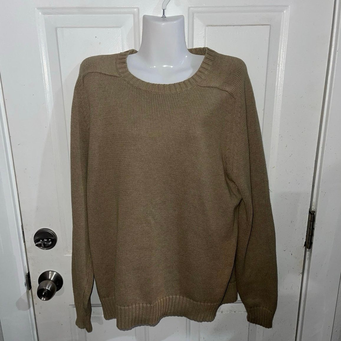 Lands' End Classic Crewneck Cotton Knit Sweater Beige Large GrandpaCore Size US L / EU 52-54 / 3 - 6 Thumbnail