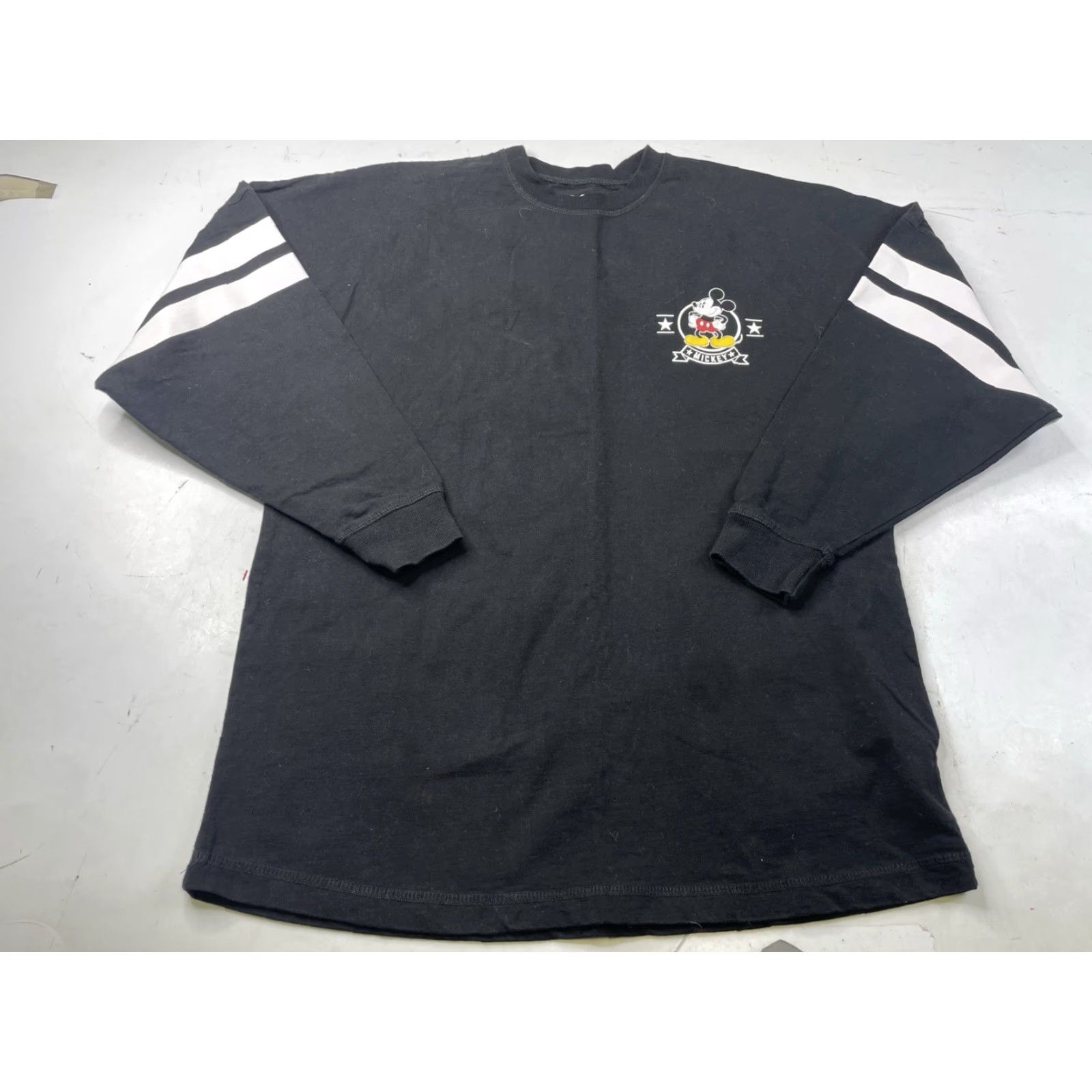 Disney Disney Shirt Adult Small Black Jersey Graphic Logo Spellout Print Long Sleeve | Mickey Mouse Disney Crew Neck Pullover T-Shirt Women Size S / US 4 / IT 40 - 2 Thumbnail