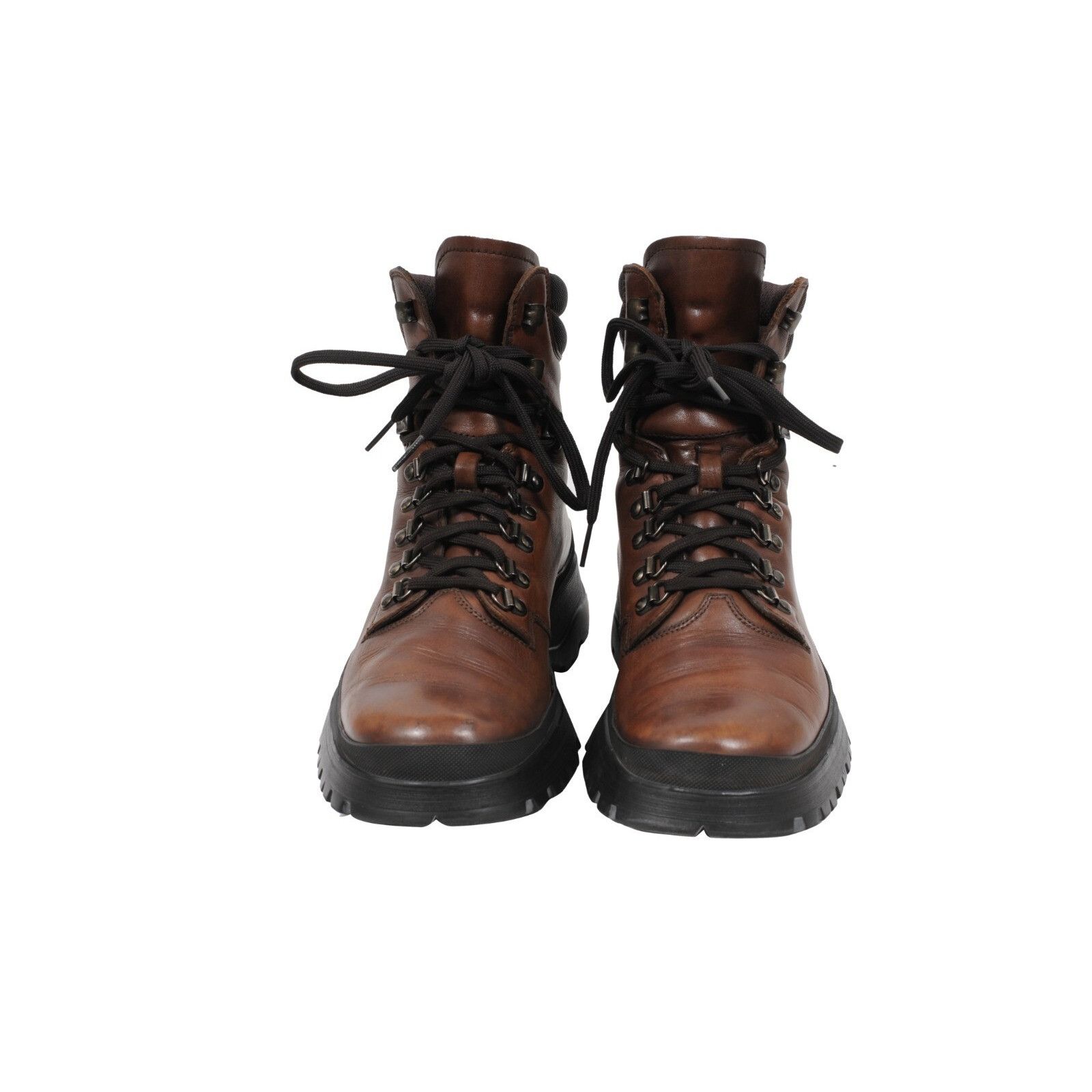 Prada Combat Hiking Boots Brown Leather Lug Sole - 01590 Size US 8.5 / EU 41-42 - 3 Thumbnail