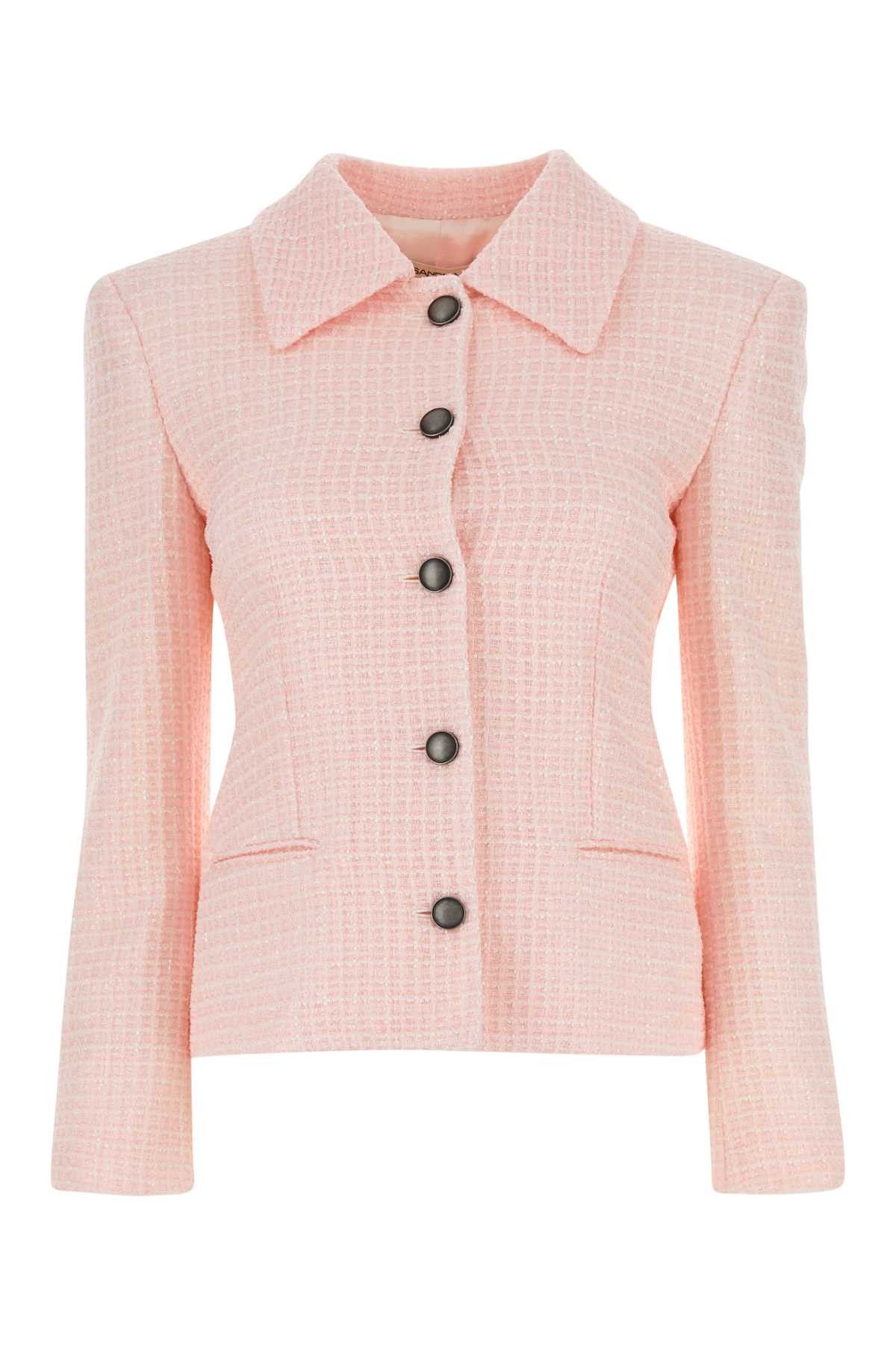 Alessandra Rich Light Pink Tweed Blazer Size XS / US 0-2 / IT 36-38 - 1 Thumbnail