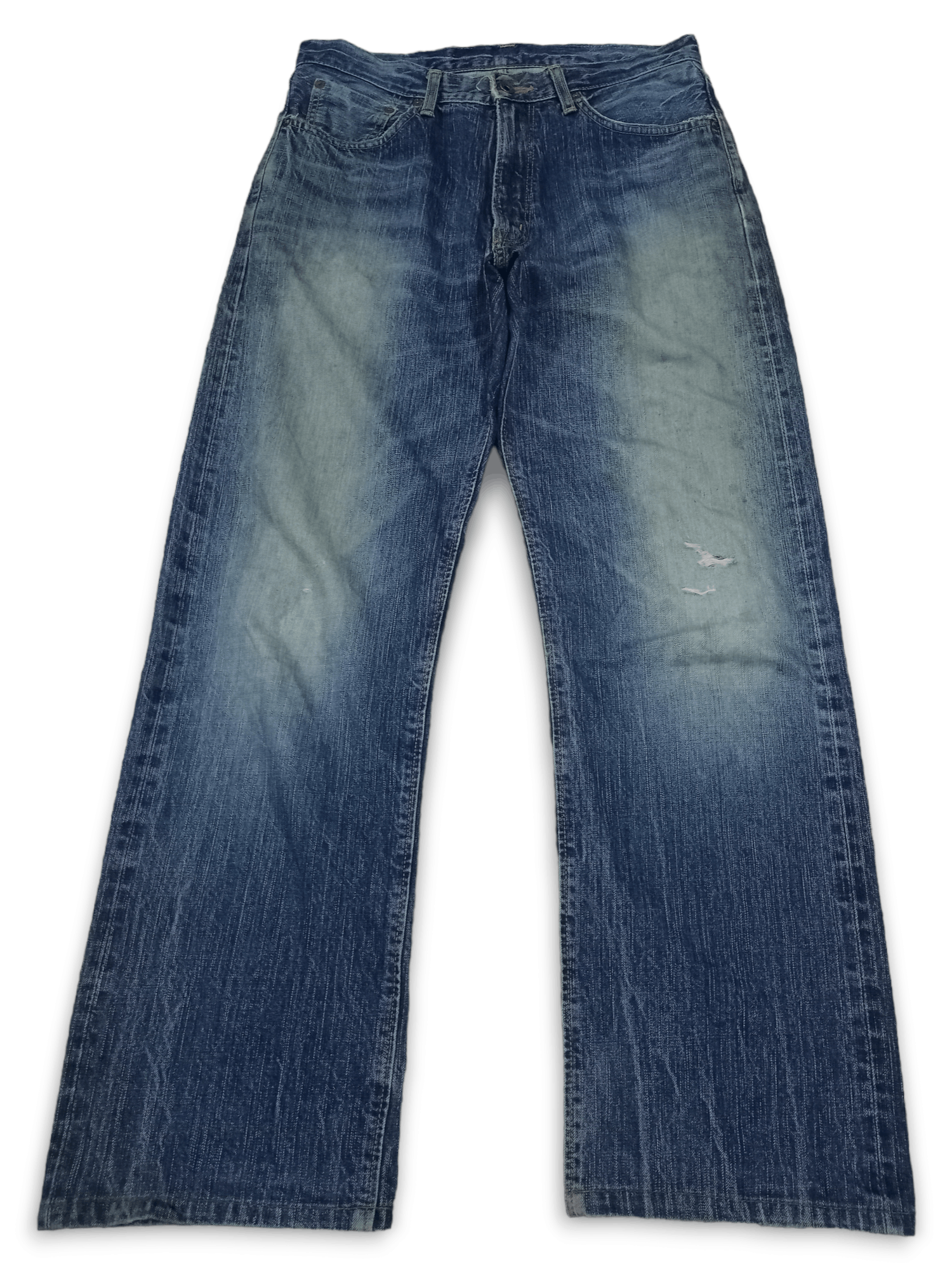 image of Vintage Edwin Japan Selvedge Blue Wash Distress Baggy Jeans, Men's (Size 33)